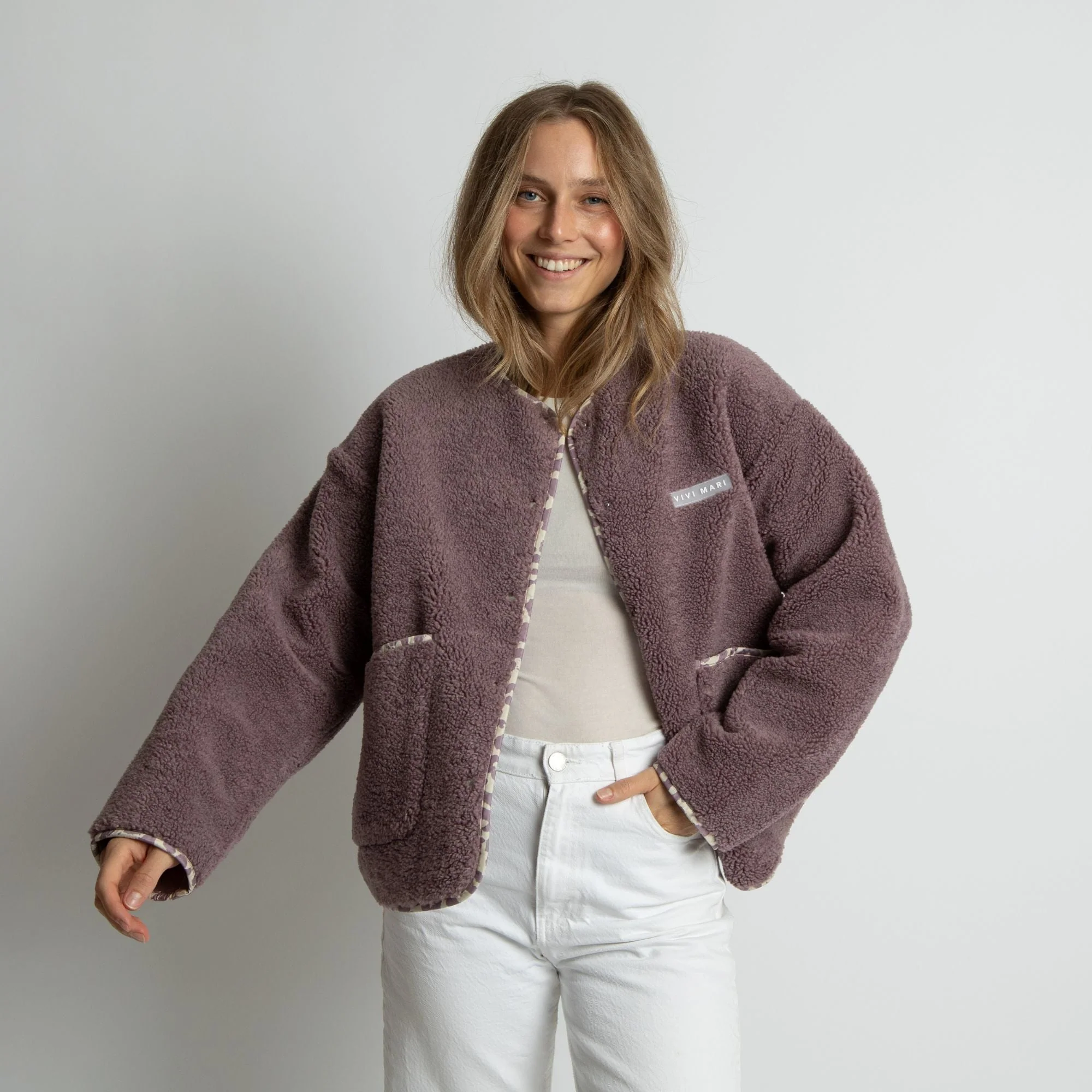 Teddy Fleece Jacket - ash plum - Image 10