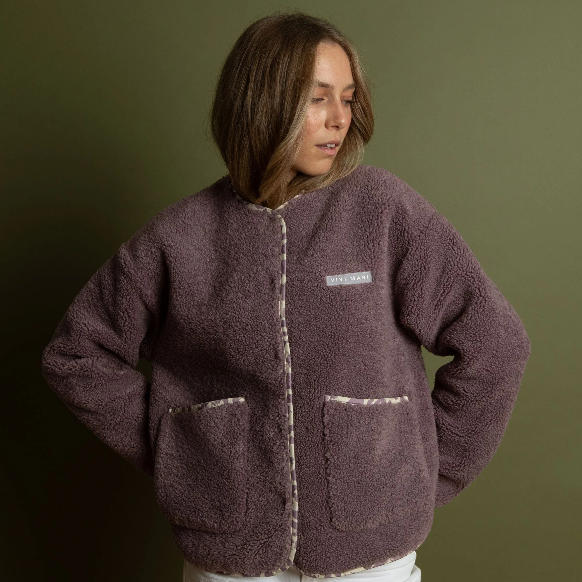 Teddy Fleece Jacket - ash plum - Image 11