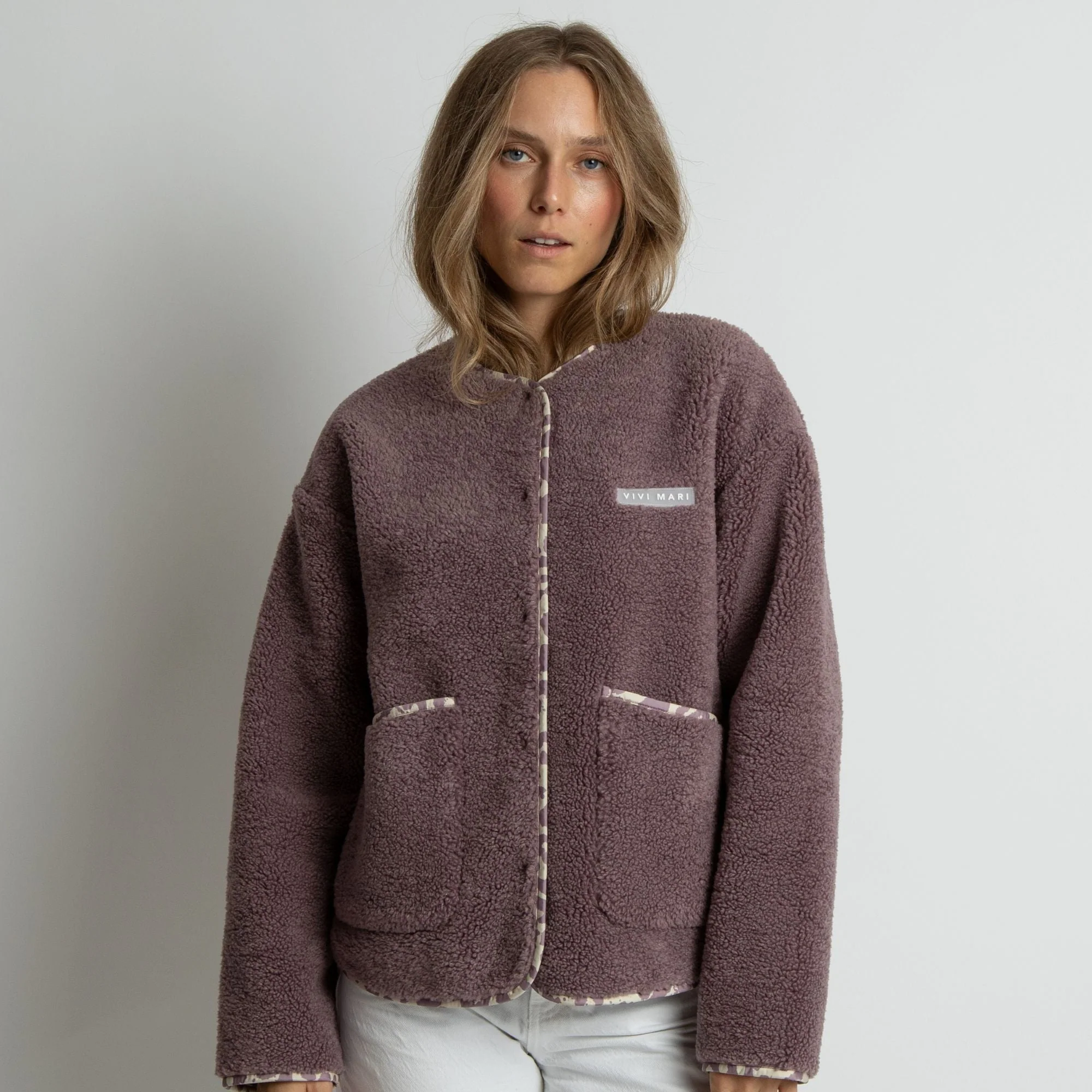Teddy Fleece Jacket - ash plum - Image 12