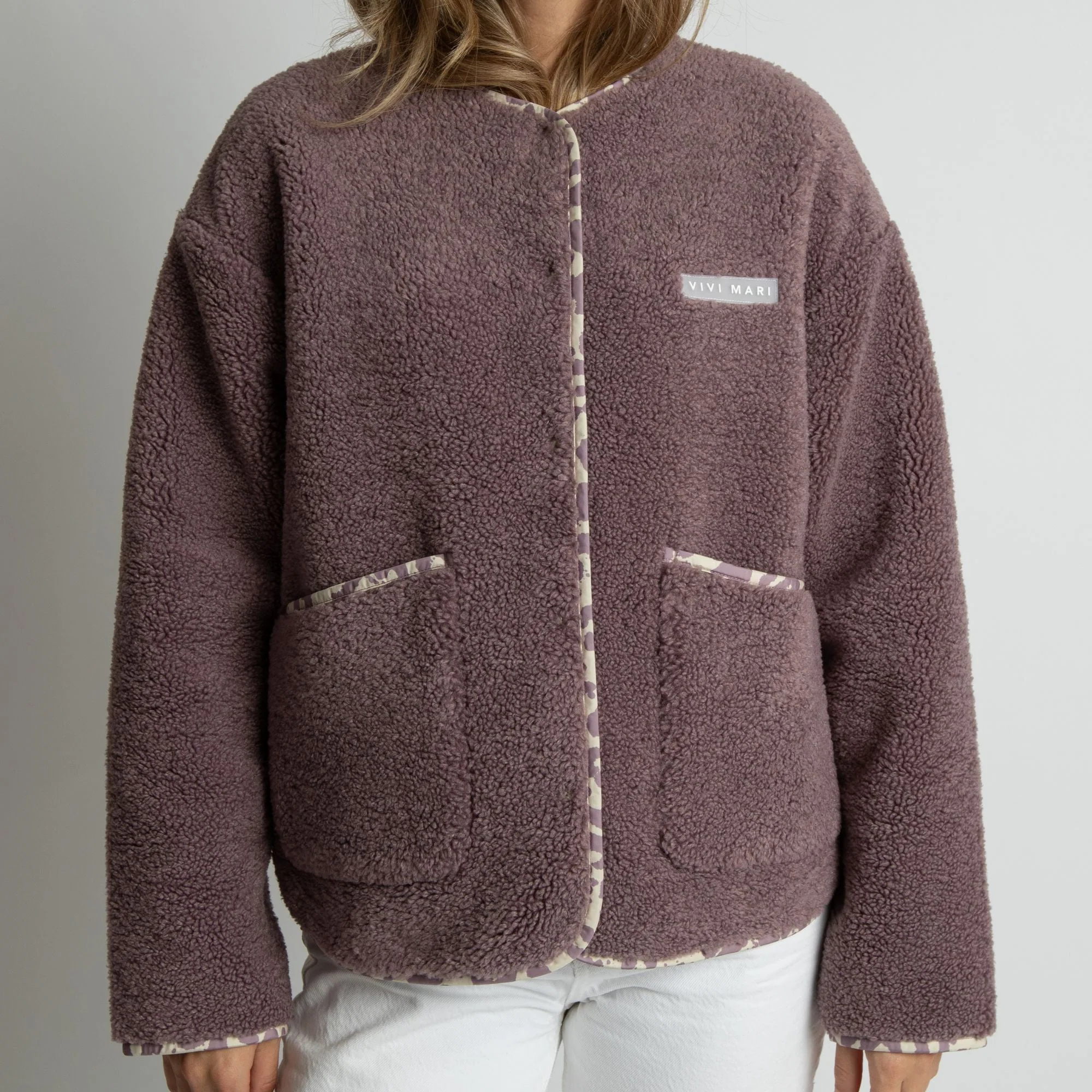 Teddy Fleece Jacket - ash plum - Image 3