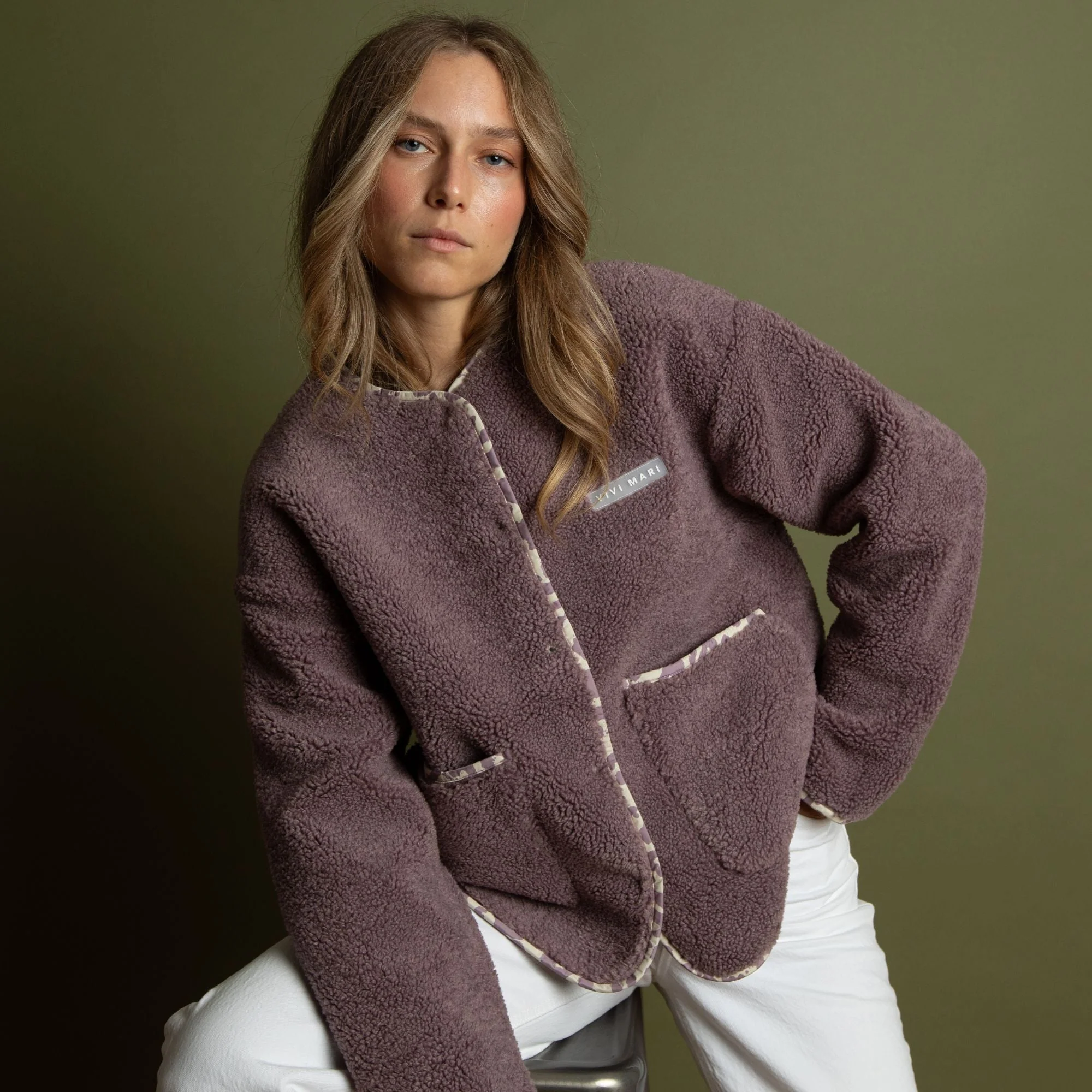 Teddy Fleece Jacket - ash plum - Image 4