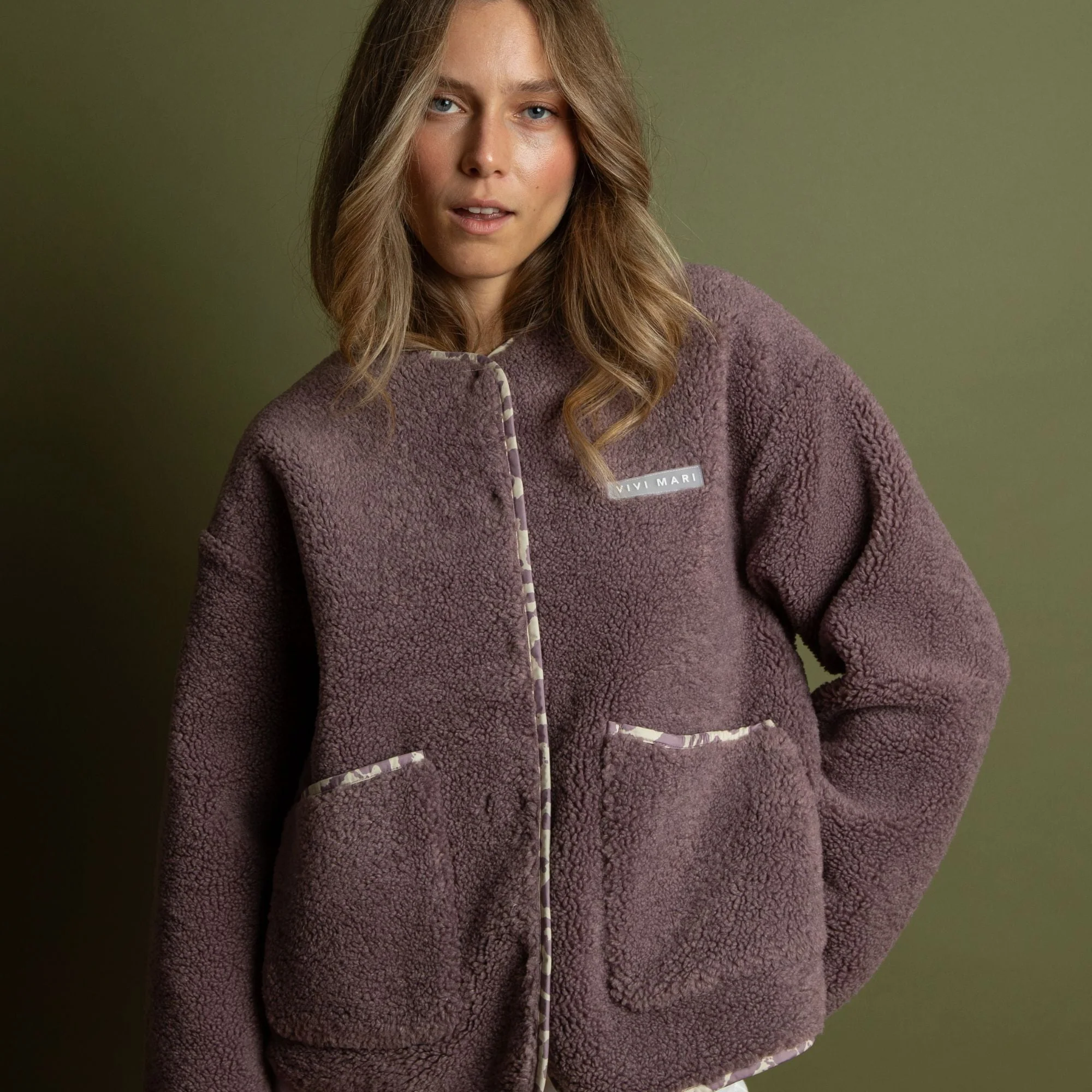 Teddy Fleece Jacket - ash plum - Image 6