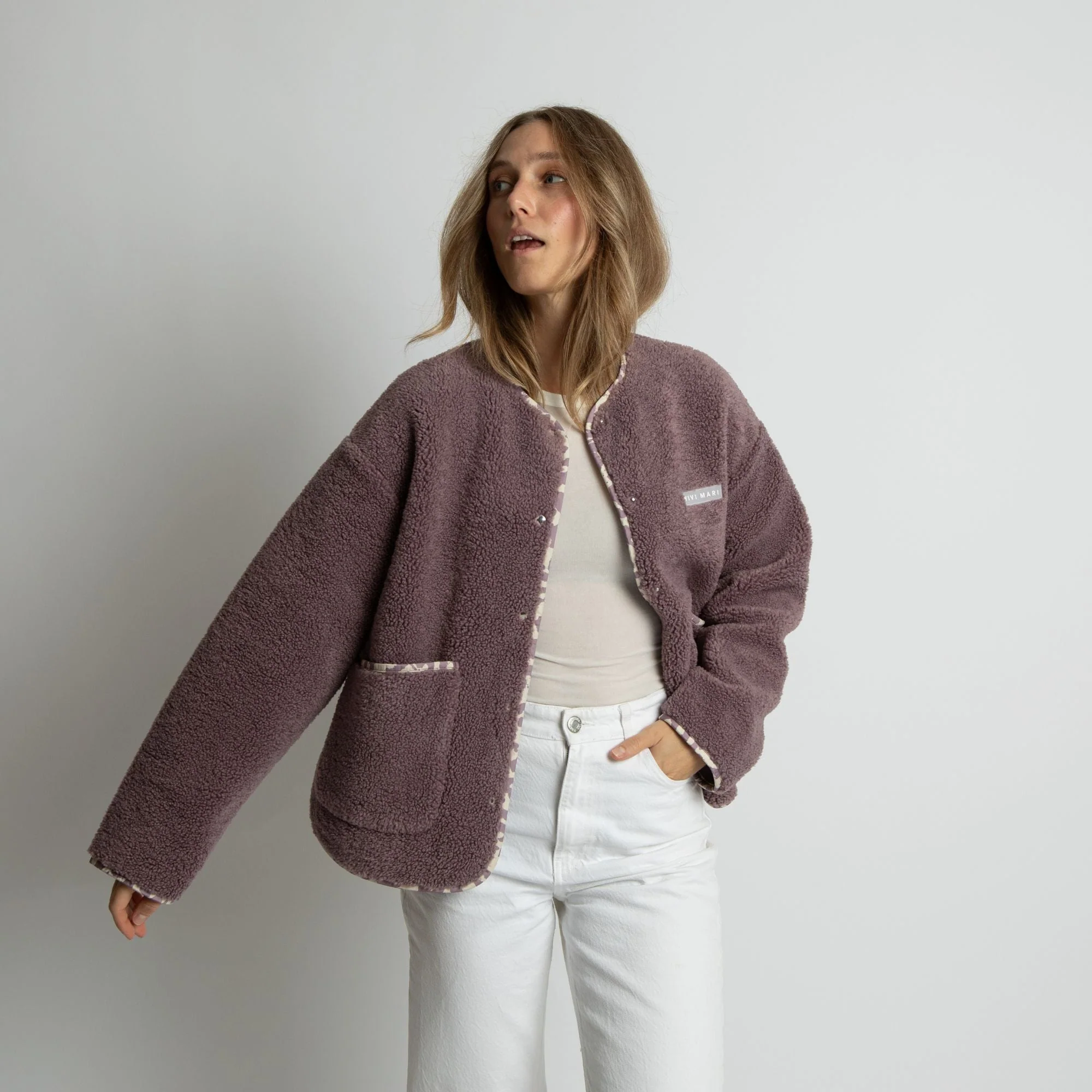 Teddy Fleece Jacket - ash plum - Image 7