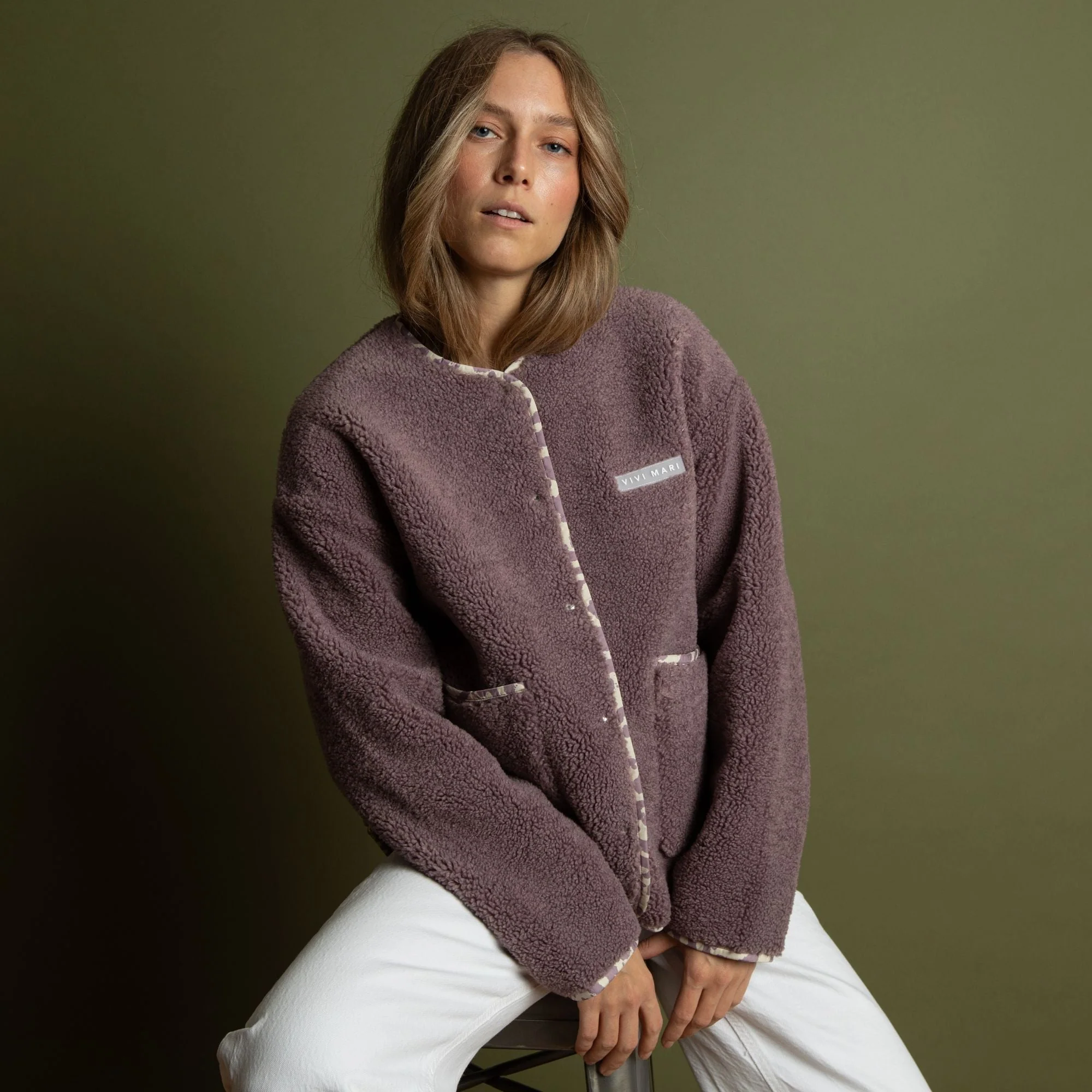 Teddy Fleece Jacket - ash plum - Image 9