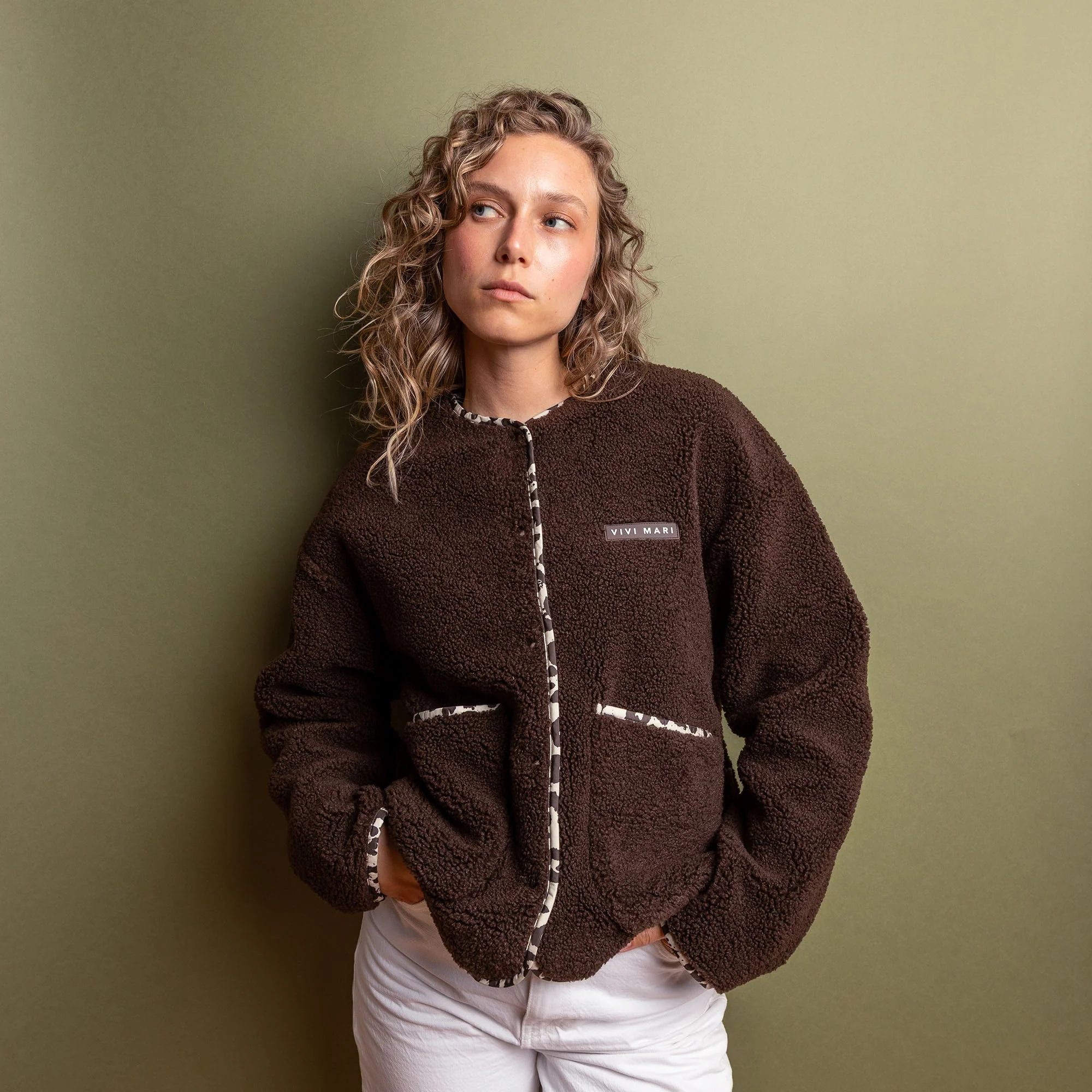 Teddy Fleece Jacket - chocolate - Image 8