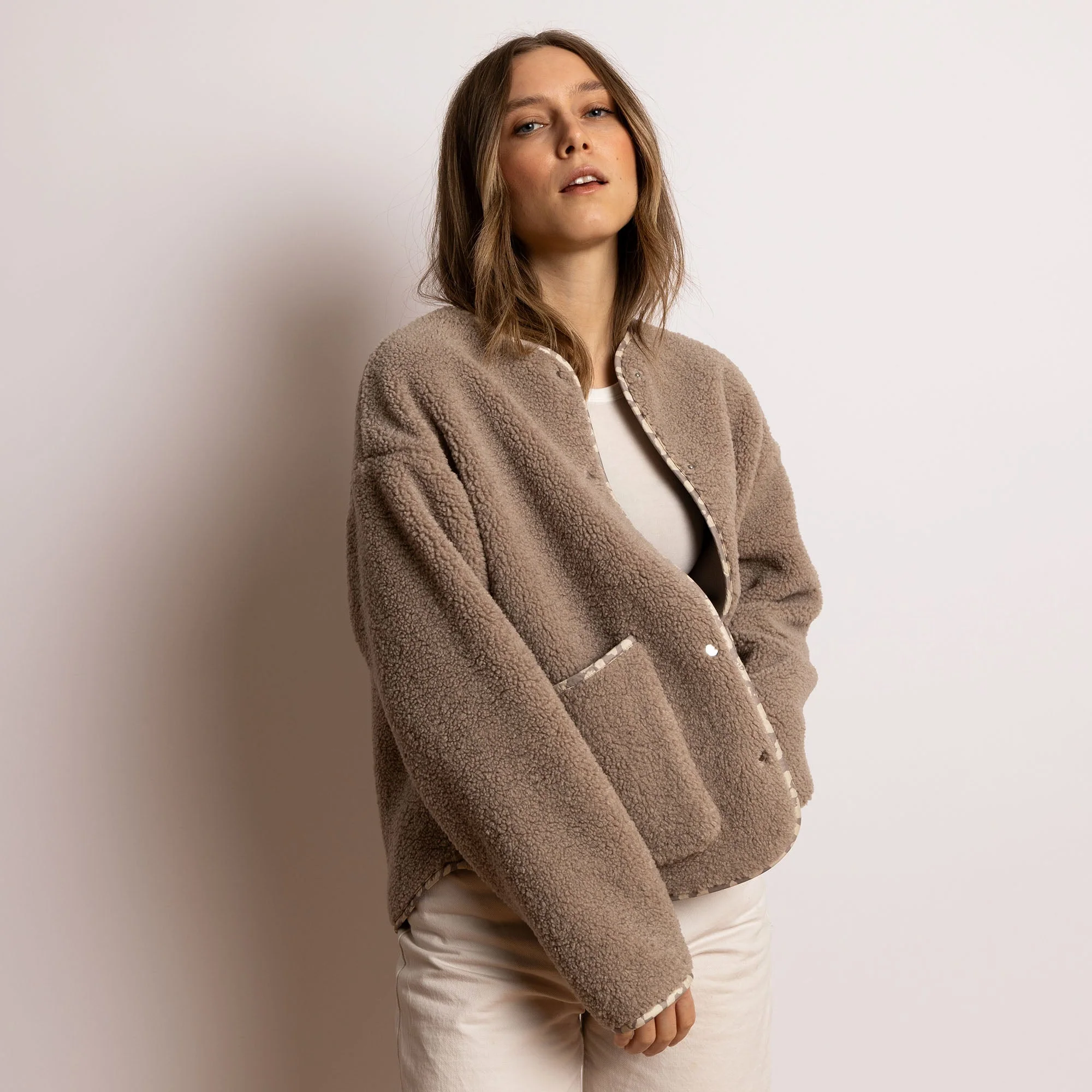 Teddy Fleece Jacket - mushroom - Image 11
