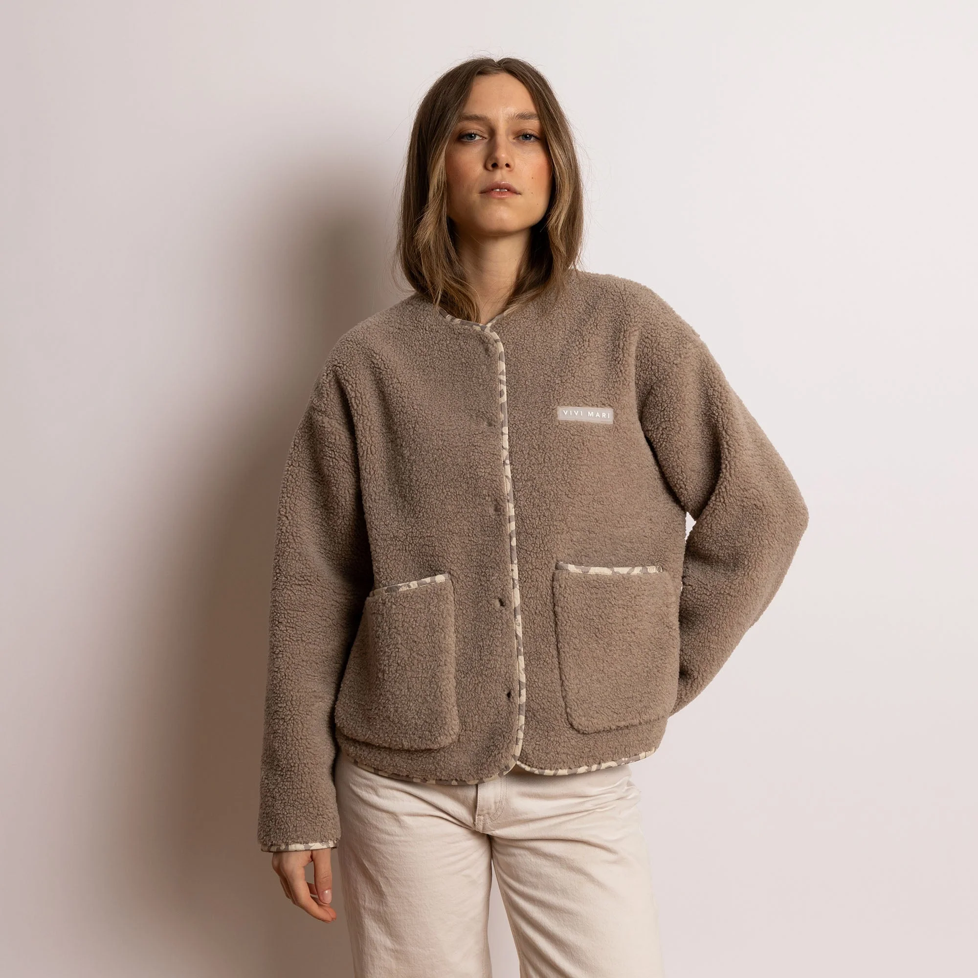 Teddy Fleece Jacket - mushroom - Image 4