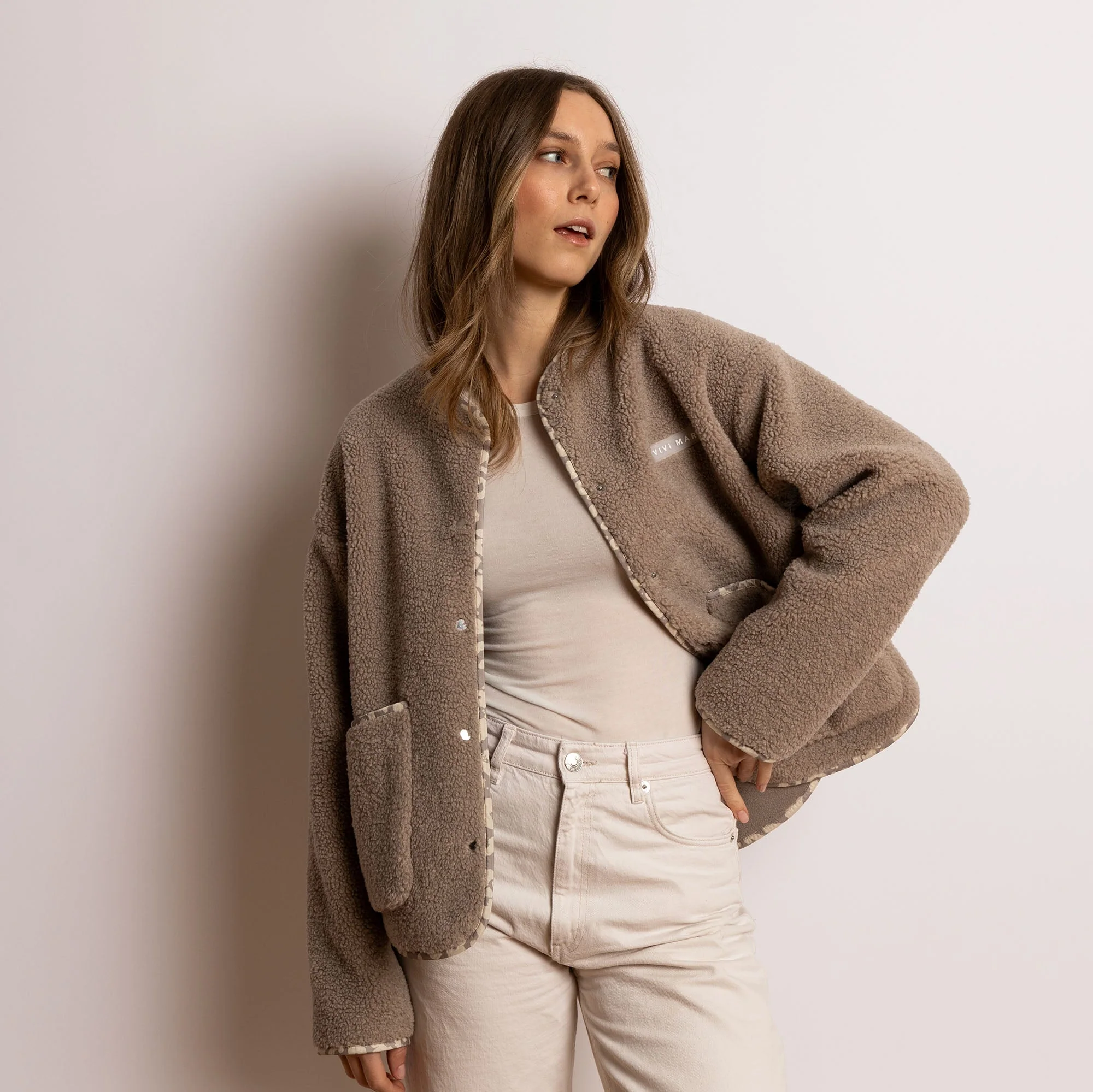 Teddy Fleece Jacket - mushroom - Image 6