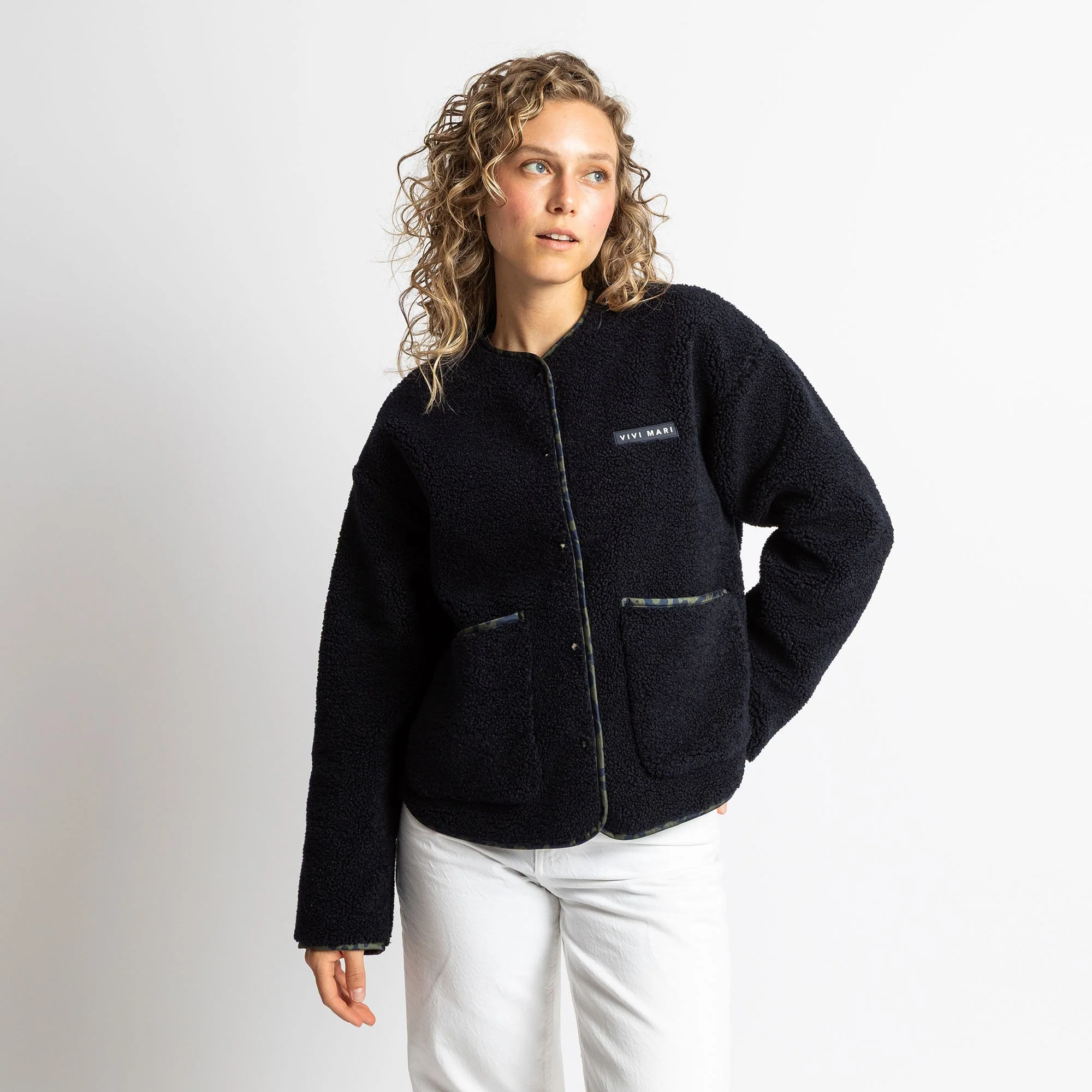 Teddy Fleece Jacket - navy - Image 10