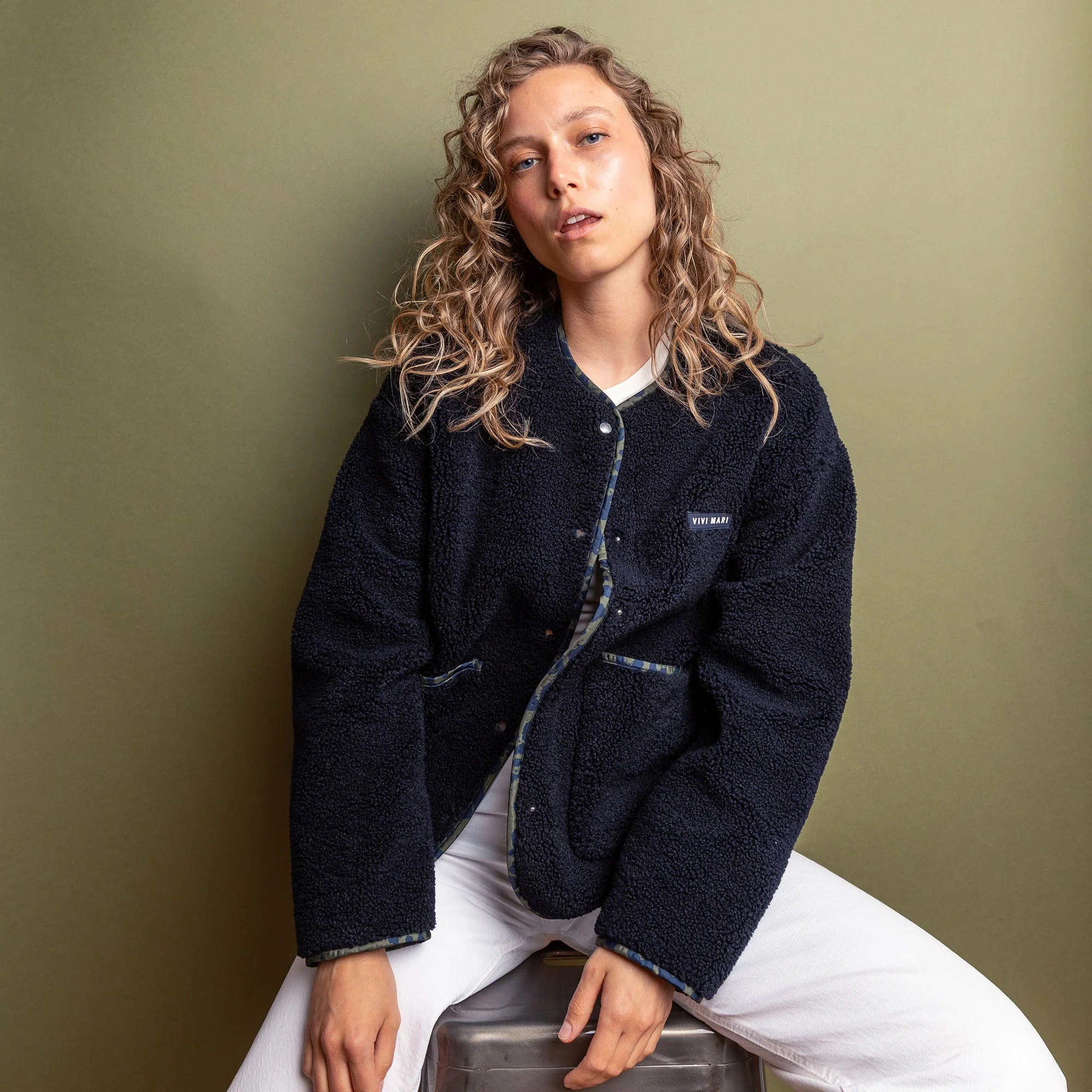 Teddy Fleece Jacket - navy - Image 3