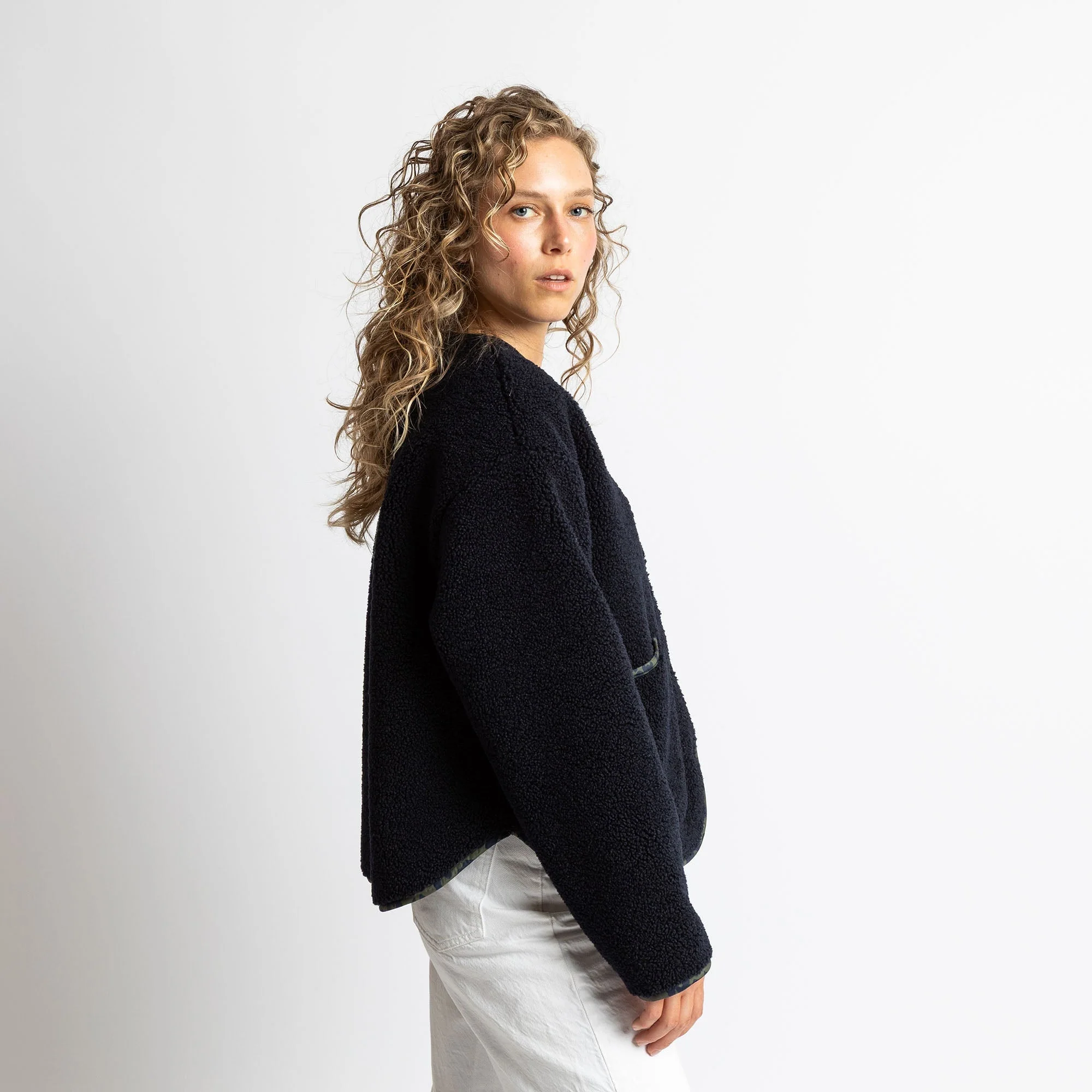 Teddy Fleece Jacket - navy - Image 4