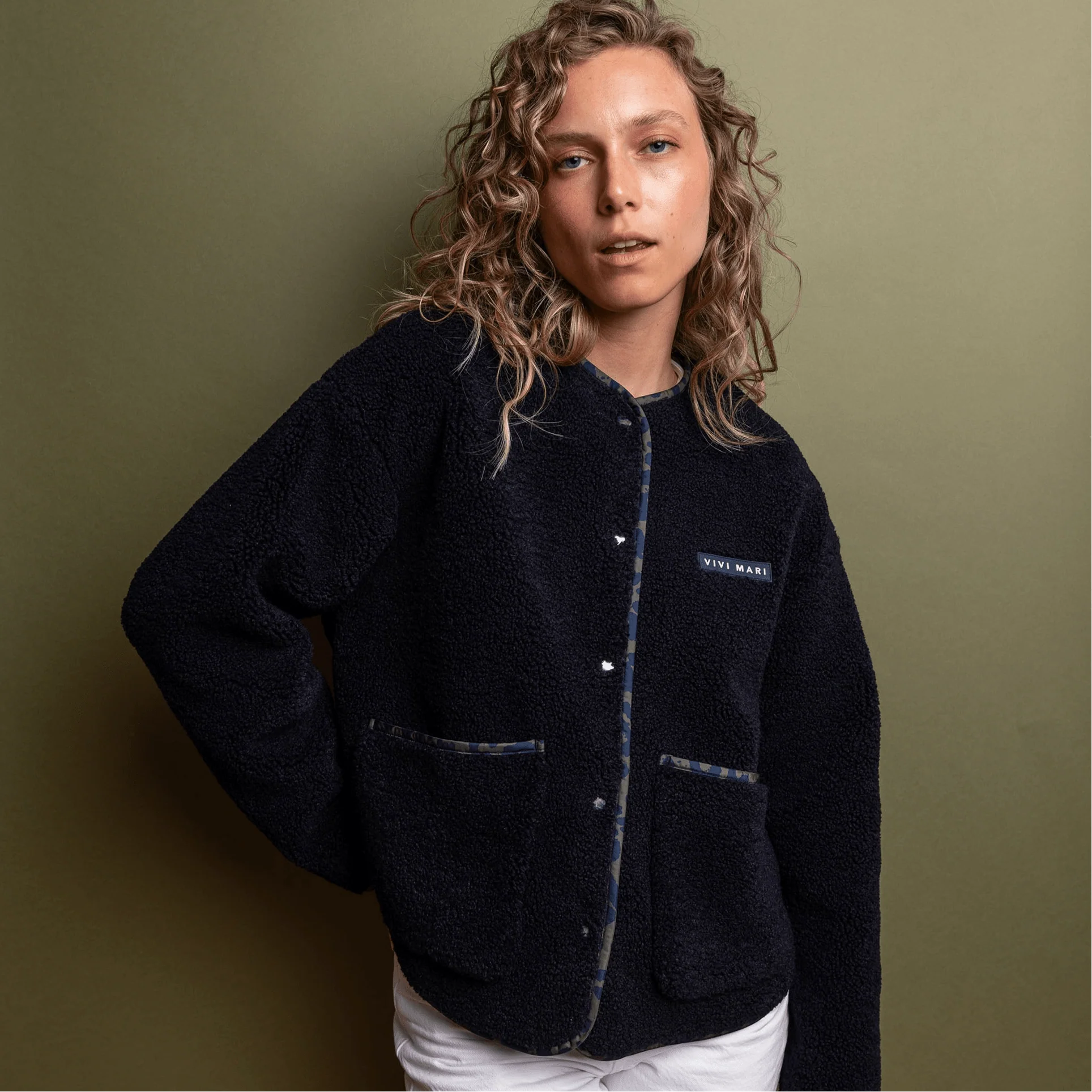 Teddy Fleece Jacket - navy - Image 6