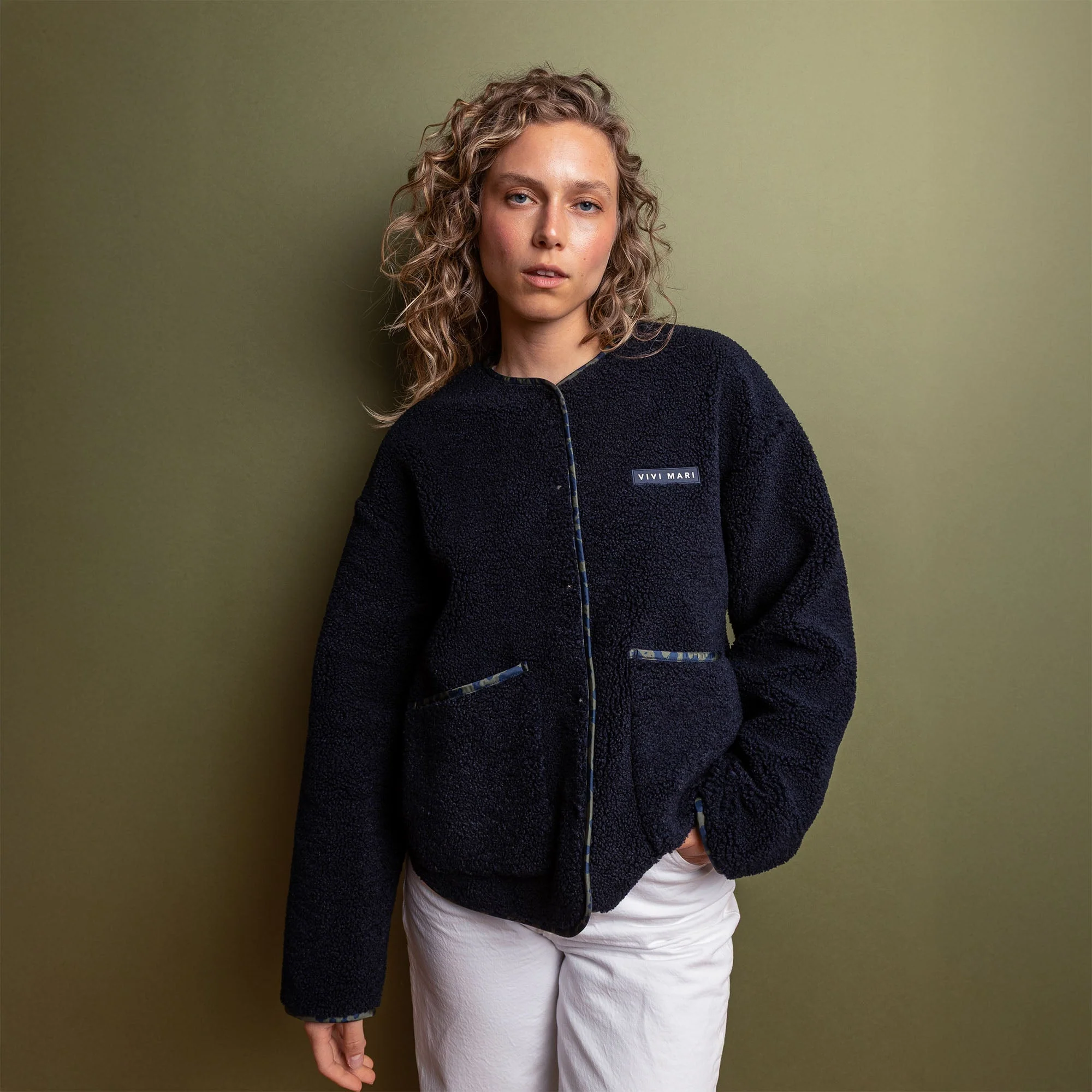 Teddy Fleece Jacket - navy - Image 7