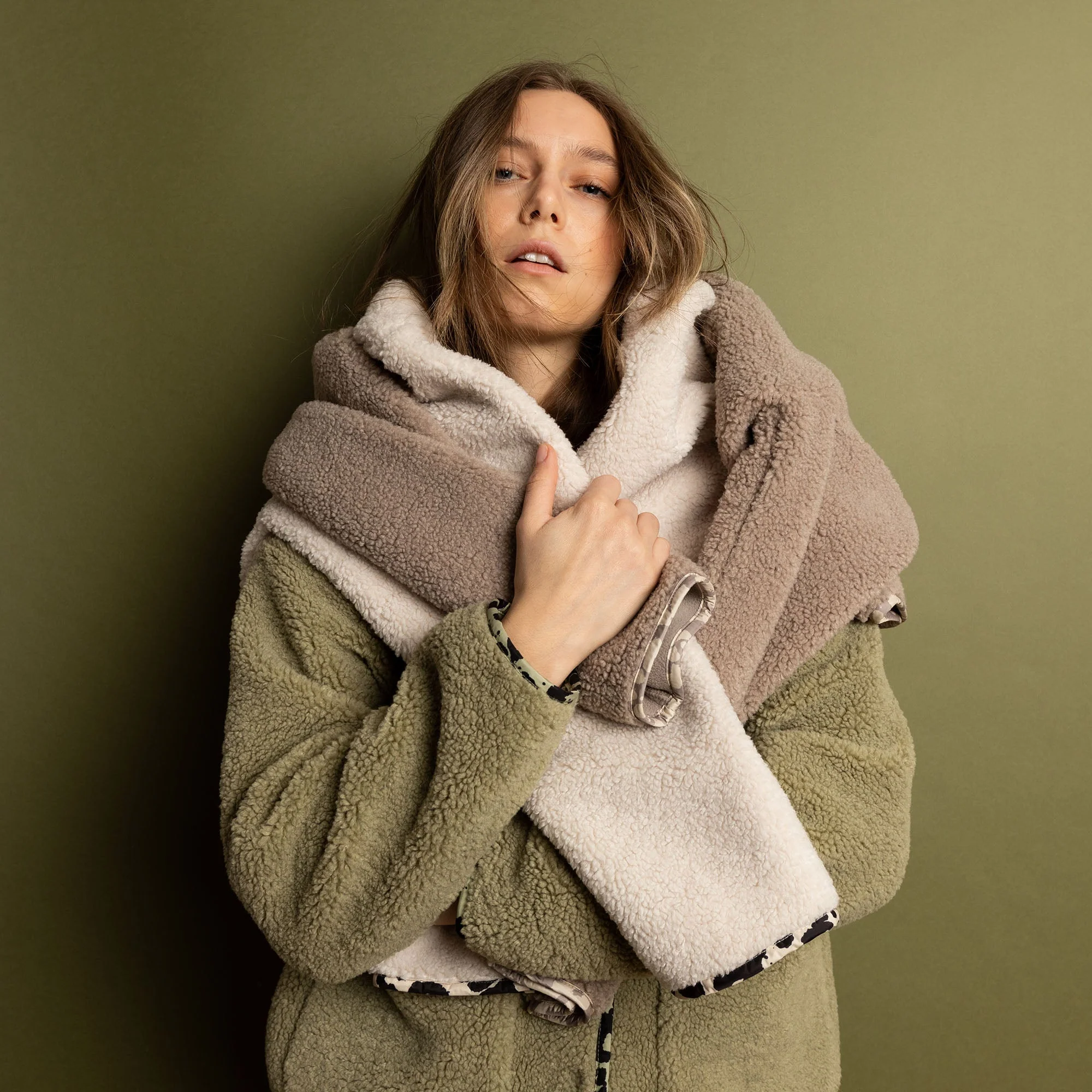 Teddy Fleece Jacket - pale olive - Image 11