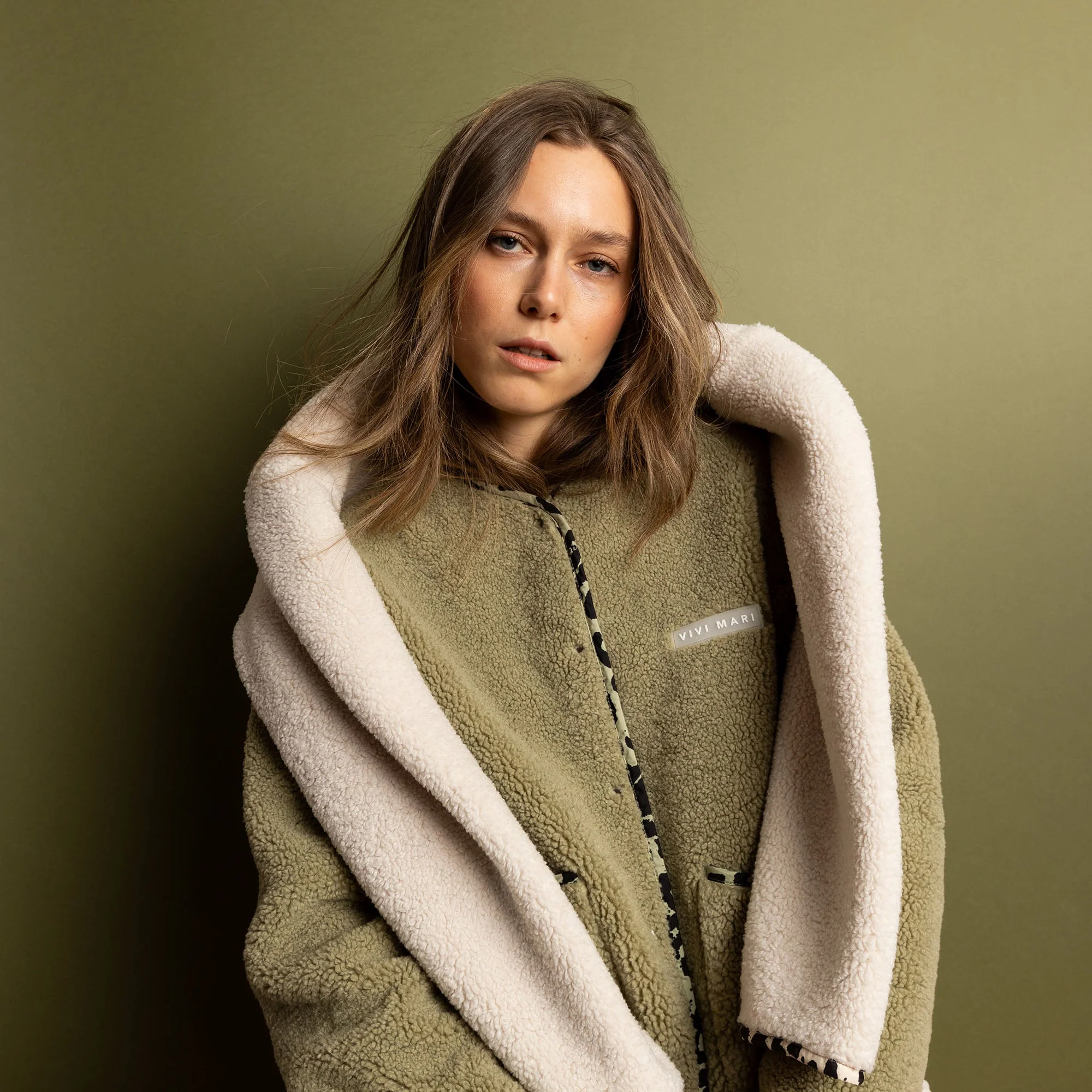 Teddy Fleece Jacket - pale olive - Image 8