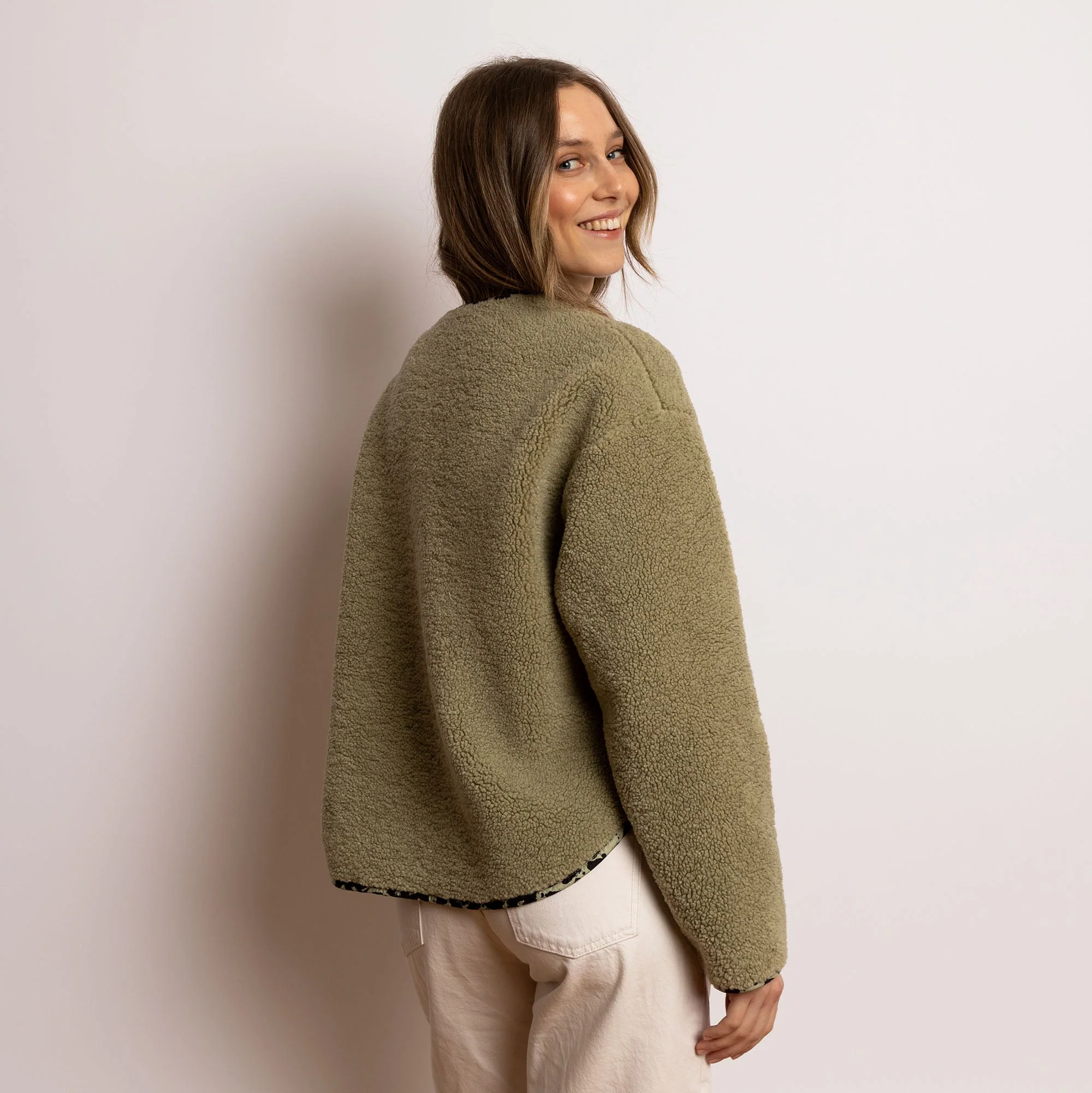 Teddy Fleece Jacket - pale olive - Image 9