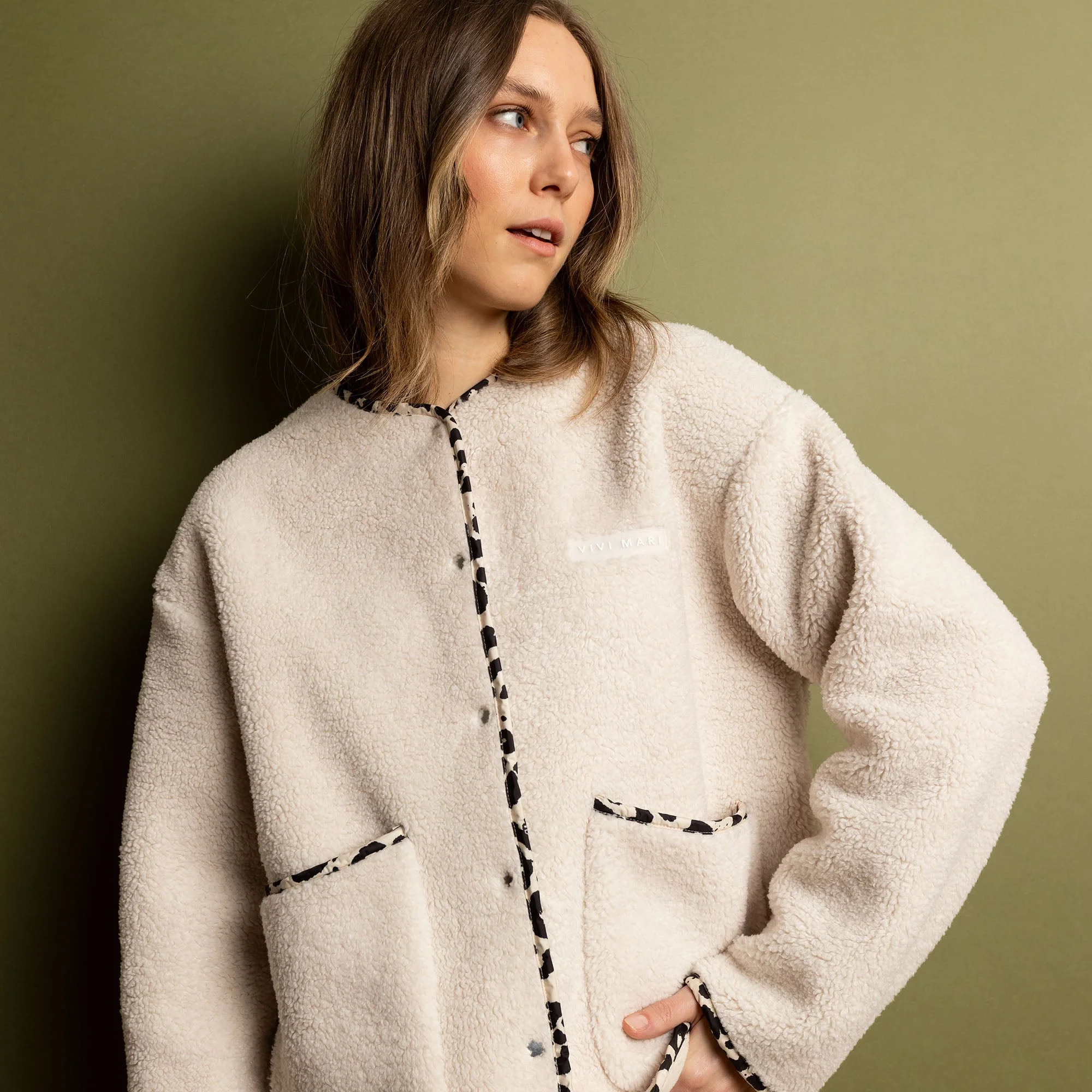Teddy Fleece Jacket - sand - Image 4