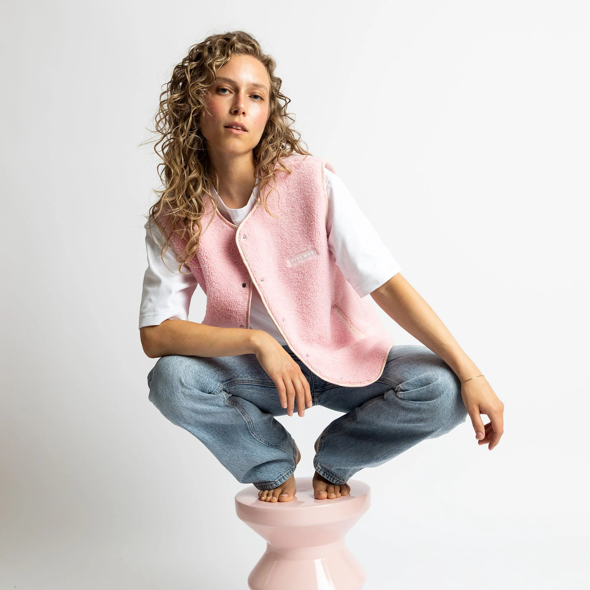 Teddy Fleece Vest - candy pale pink - Image 9