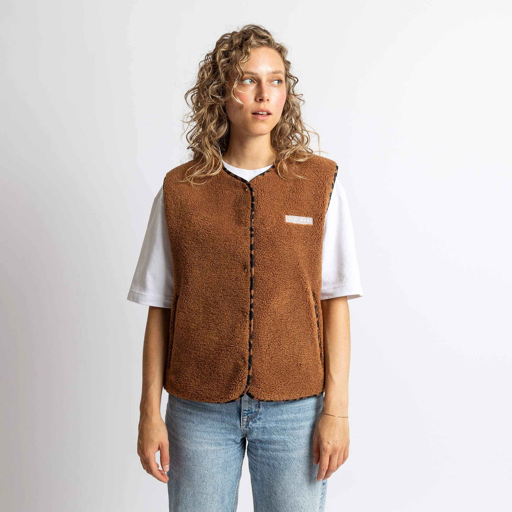 Teddy Fleece Vest - caramel - Image 5