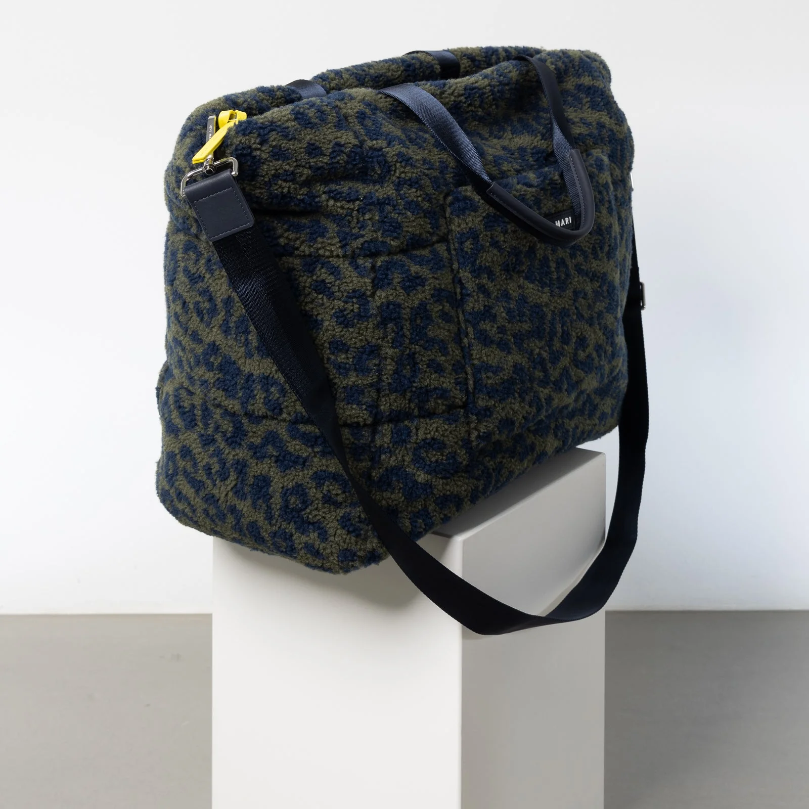 Teddy Tote Bag large + strap basic woven slim - leo splashes navy/olive - Image 3