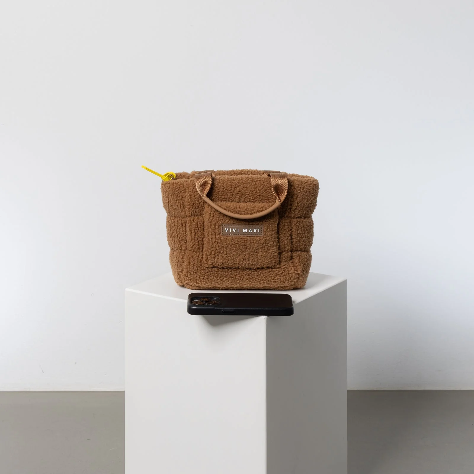 Teddy Tote Bag mini + strap basic woven slim - caramel - Image 8