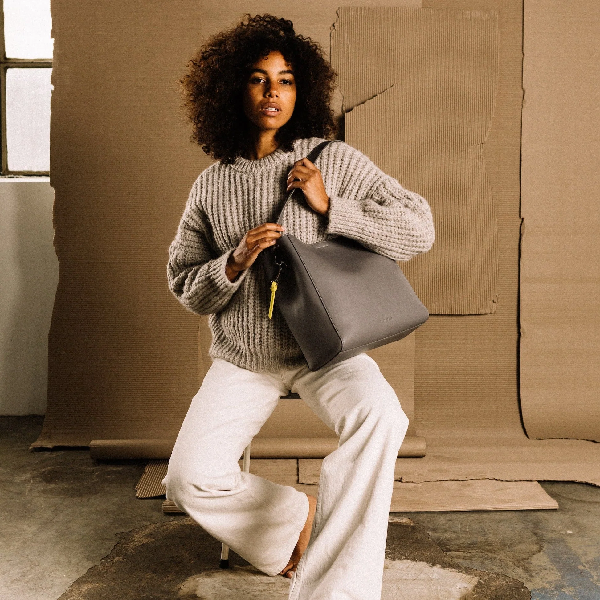 tote bag + strap basic classic - taupe - Image 17