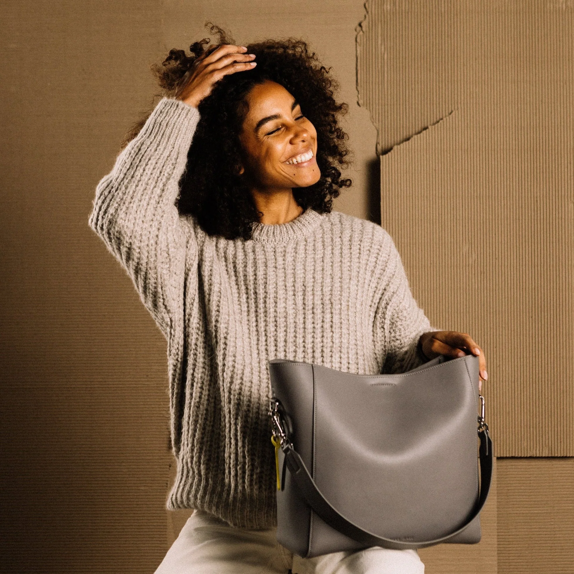 tote bag + strap basic classic - taupe - Image 27
