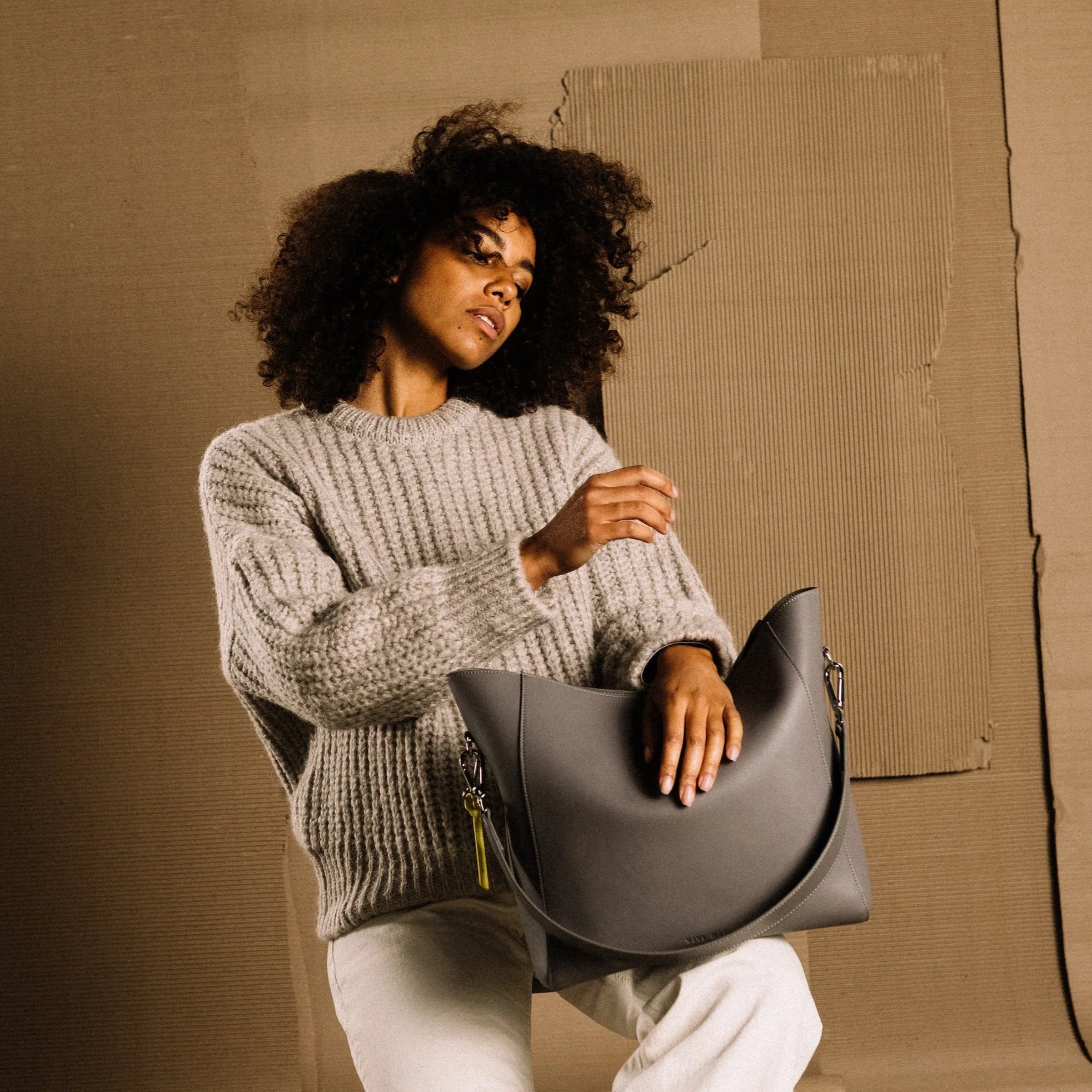 tote bag + strap basic classic - taupe - Image 7