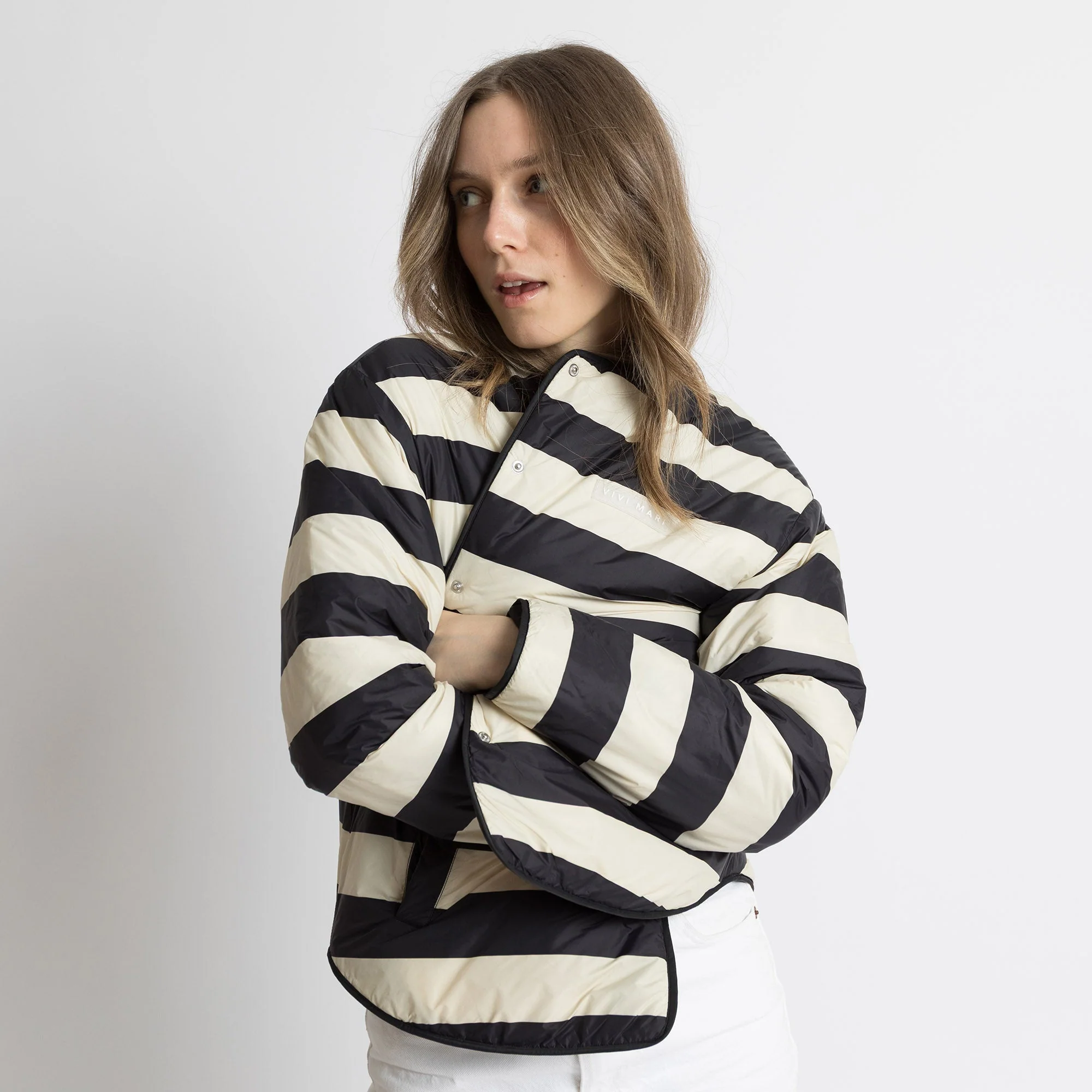 Ultra Light Puffer Jacket black/bold stripes black-sand - Image 10