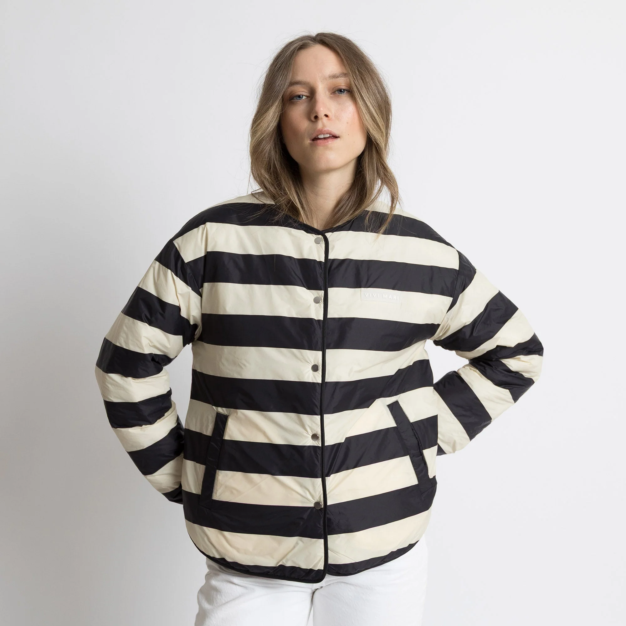 Ultra Light Puffer Jacket black/bold stripes black-sand - Image 5