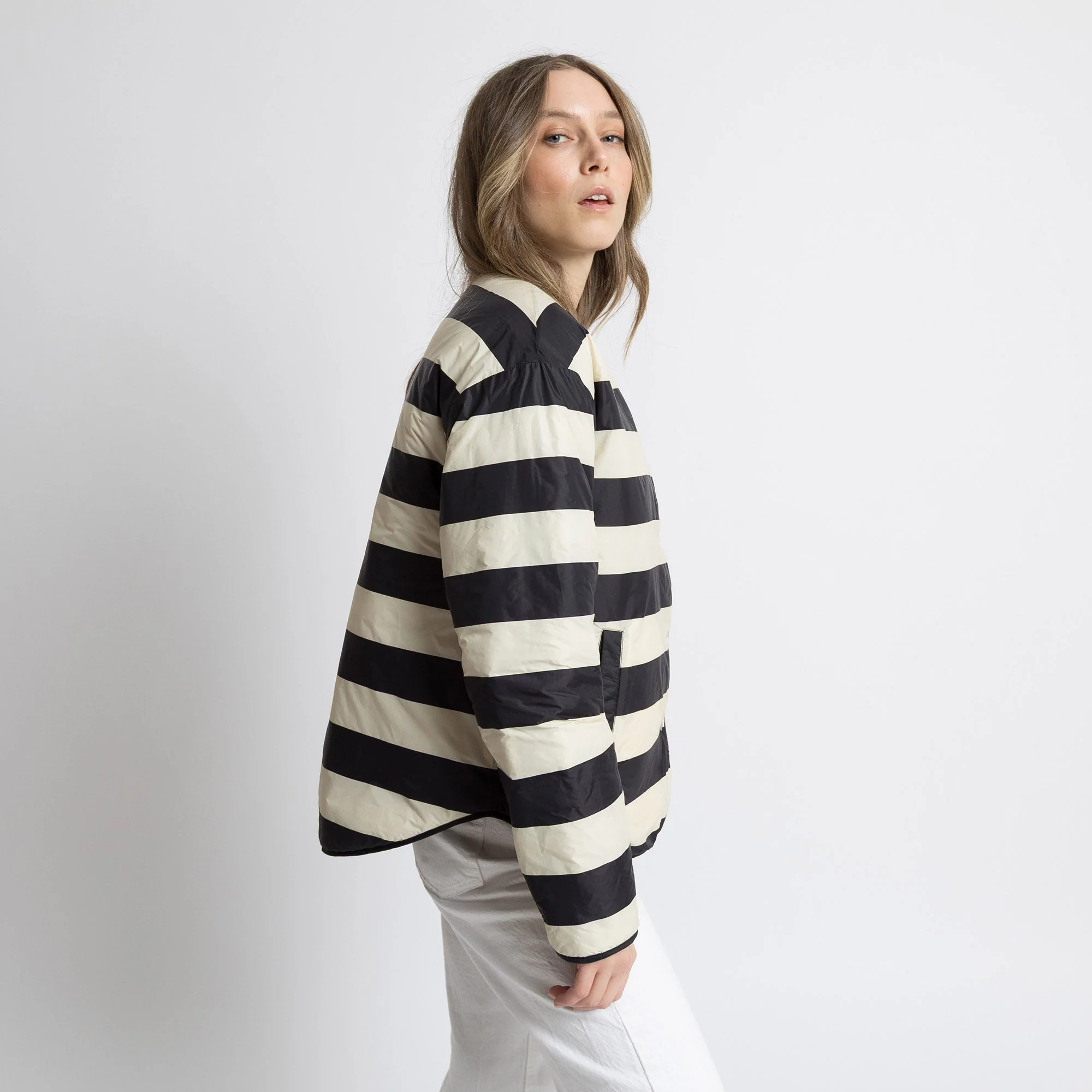 Ultra Light Puffer Jacket black/bold stripes black-sand - Image 6
