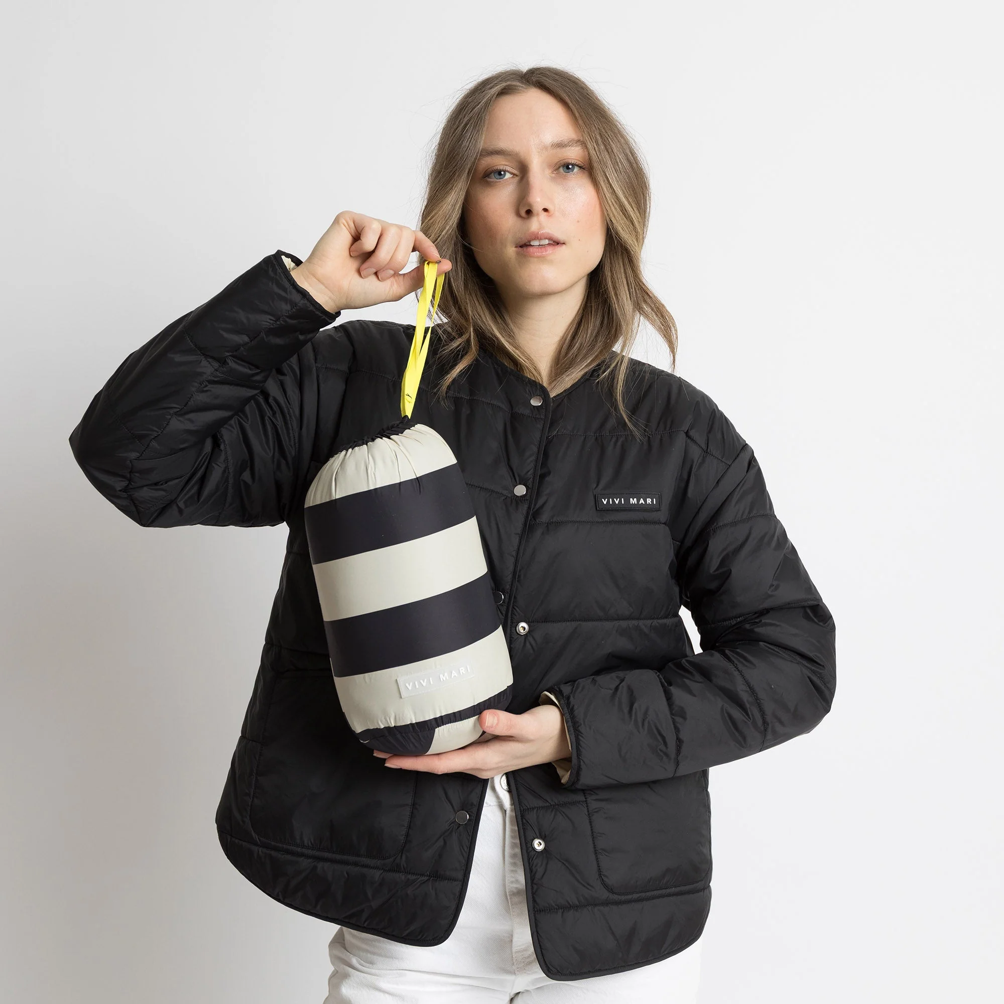 Ultra Light Puffer Jacket black/bold stripes black-sand - Image 7