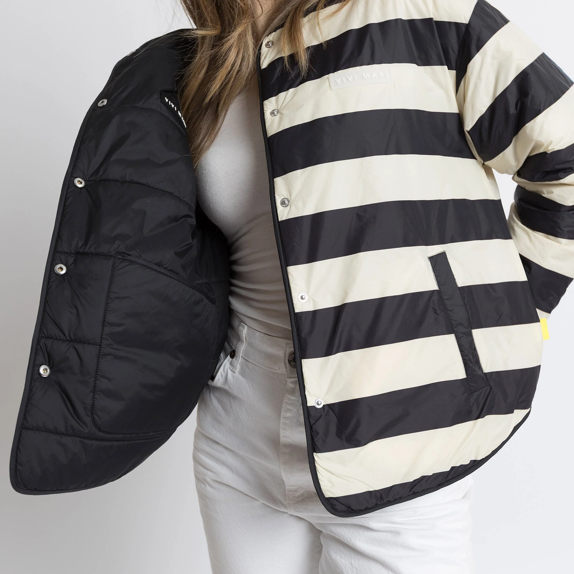 Ultra Light Puffer Jacket black/bold stripes black-sand - Image 9