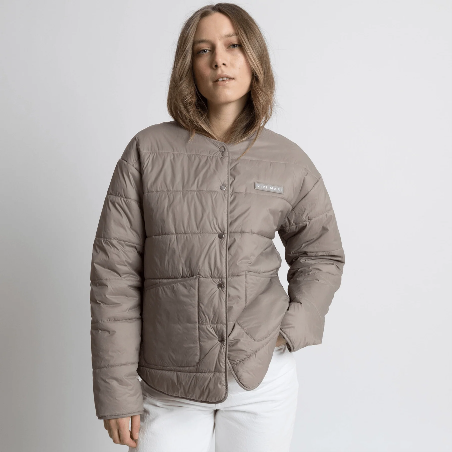Ultra Light Puffer Jacket mushroom/bold stripes mushroom-sand - Image 10
