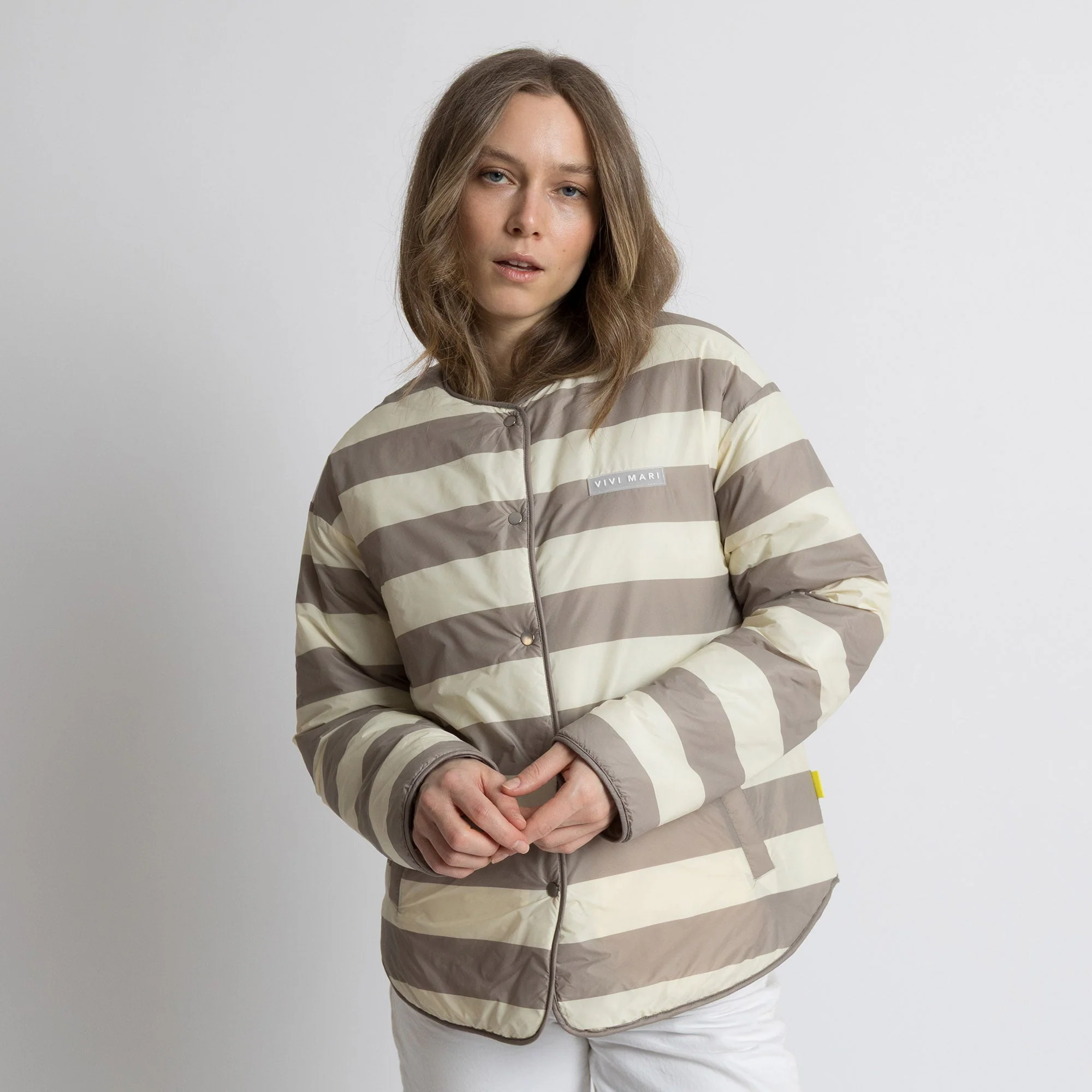 Ultra Light Puffer Jacket mushroom/bold stripes mushroom-sand - Image 11