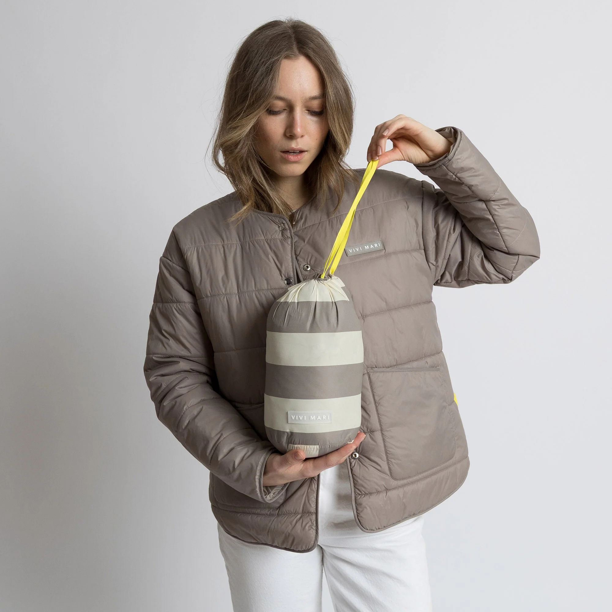 Ultra Light Puffer Jacket mushroom/bold stripes mushroom-sand - Image 4