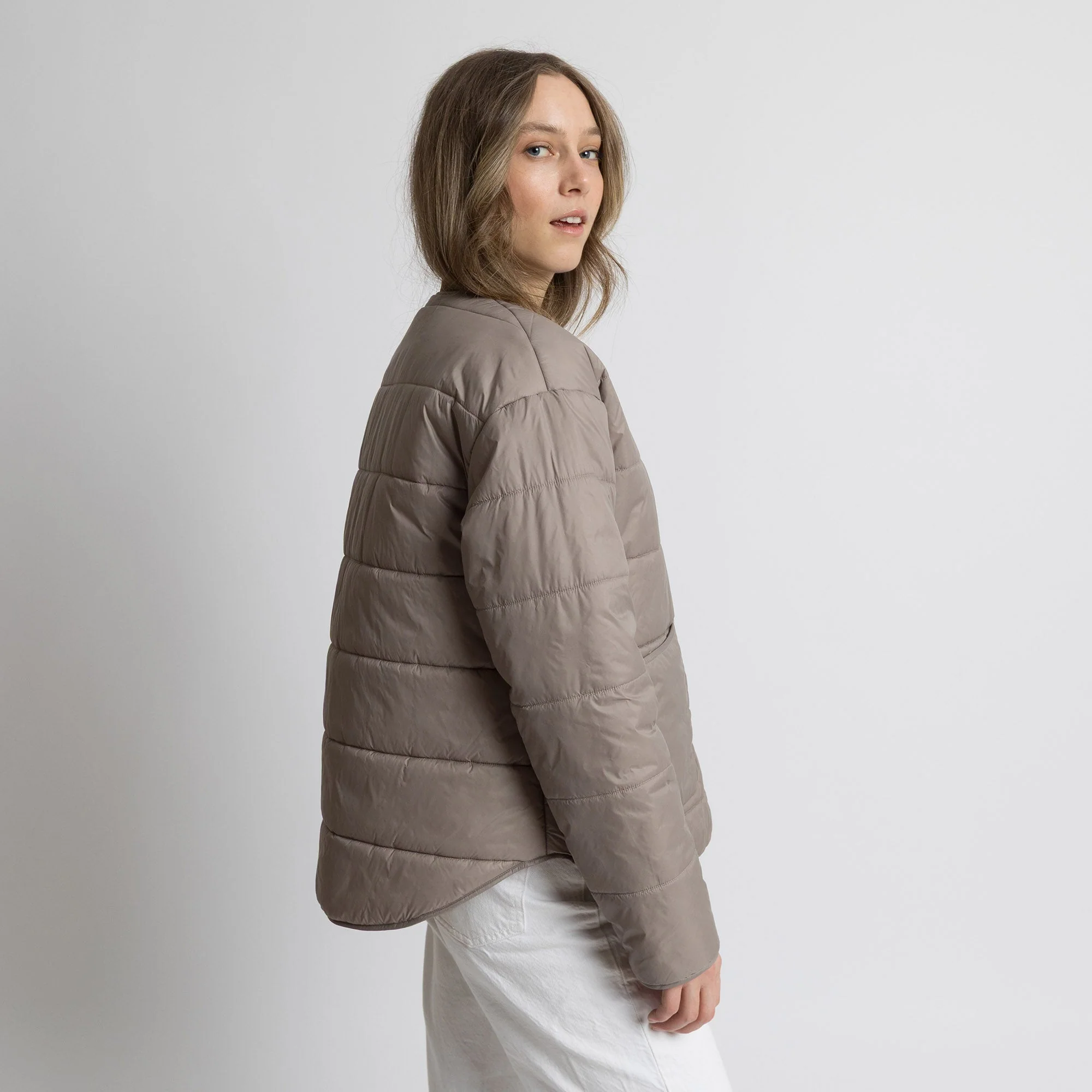 Ultra Light Puffer Jacket mushroom/bold stripes mushroom-sand - Image 5