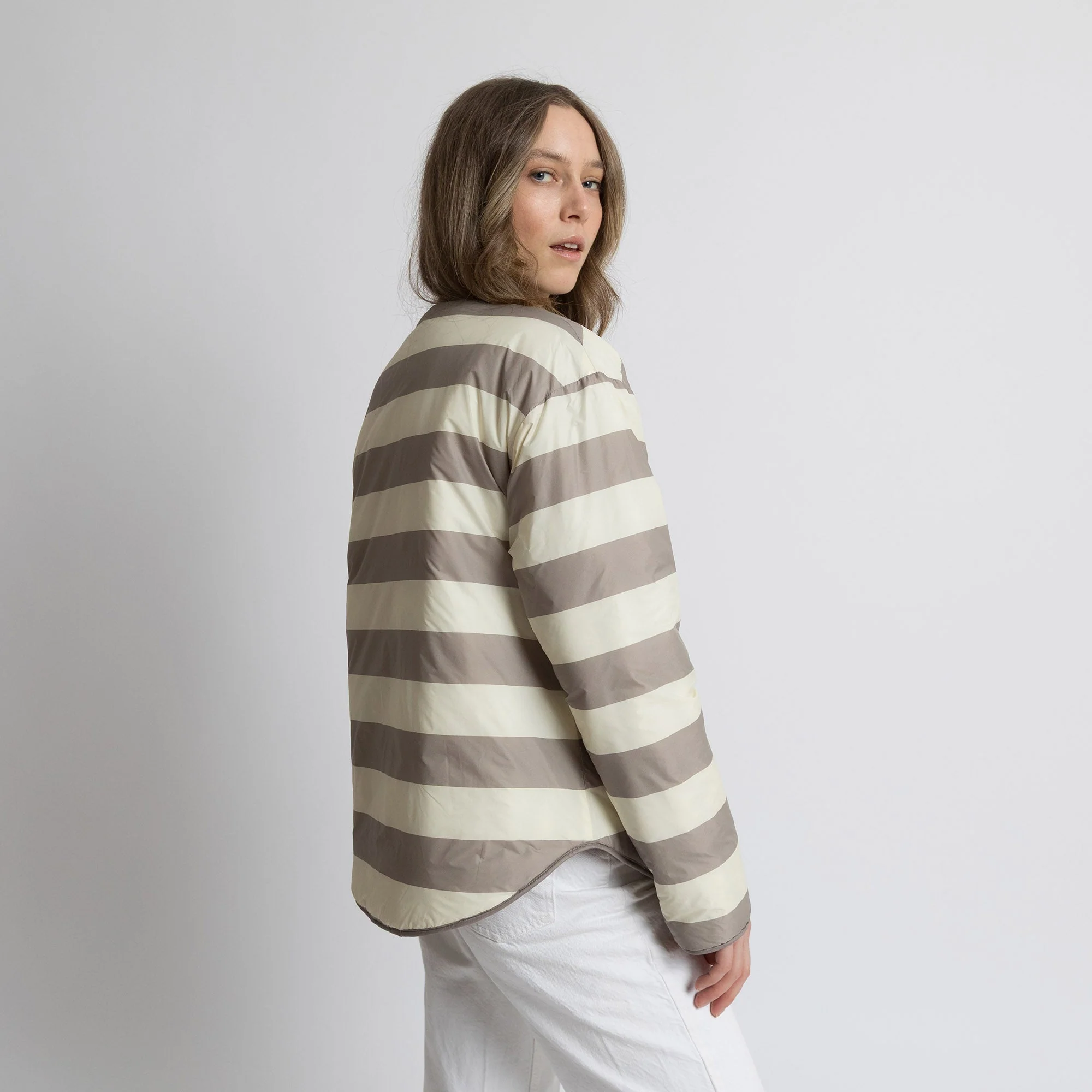 Ultra Light Puffer Jacket mushroom/bold stripes mushroom-sand - Image 6