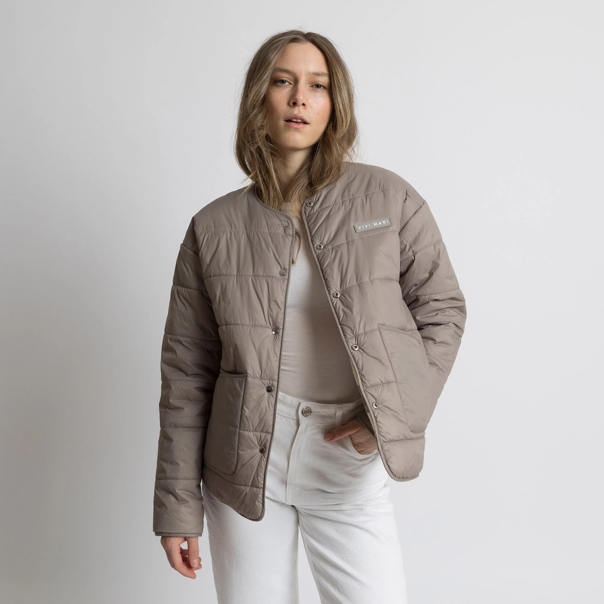 Ultra Light Puffer Jacket mushroom/bold stripes mushroom-sand - Image 7
